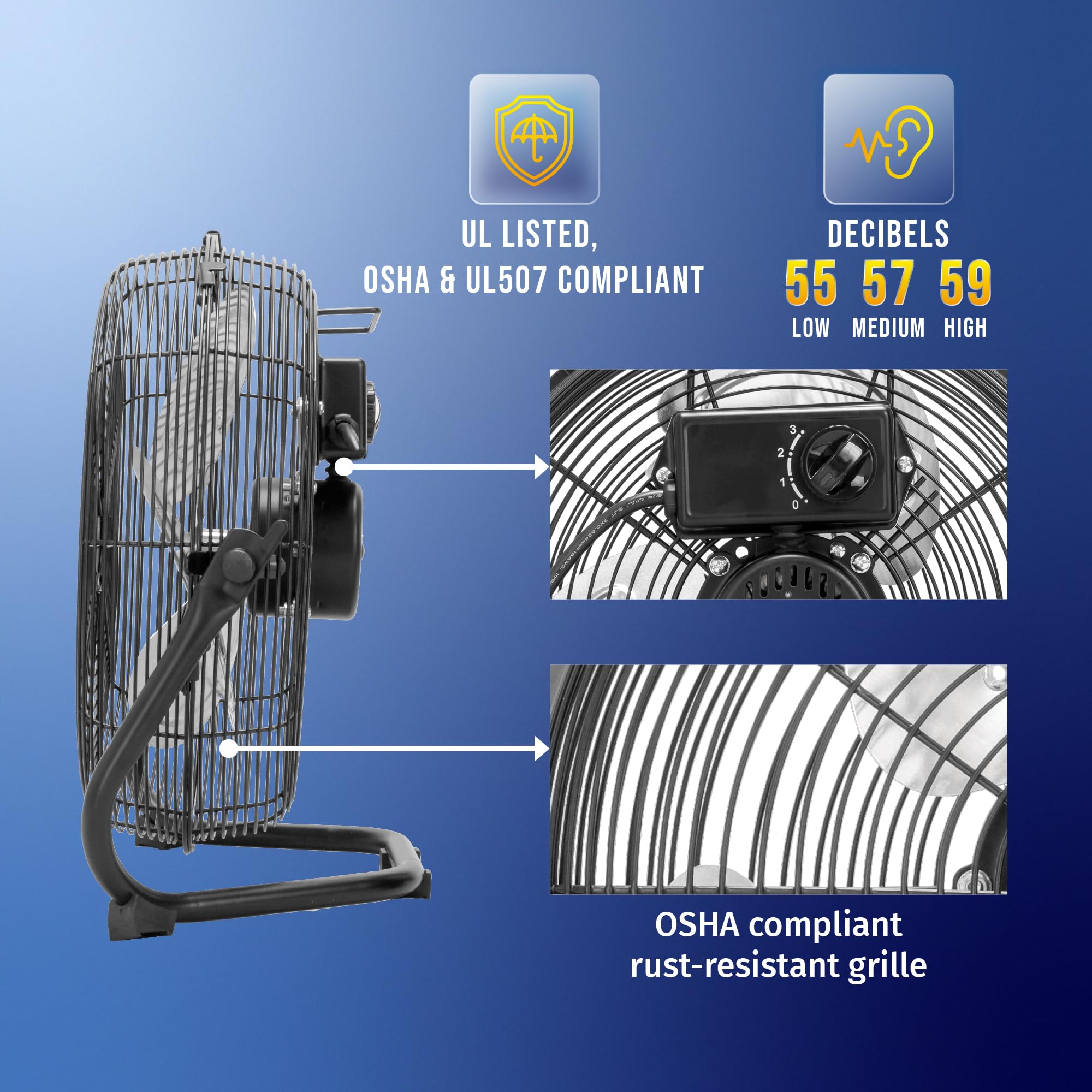 Foto 6 | Ventilador De Suelo Tornado, 30 Cm, Alta Velocidad, 3 Velocidades, Negro - Venta Internacional.