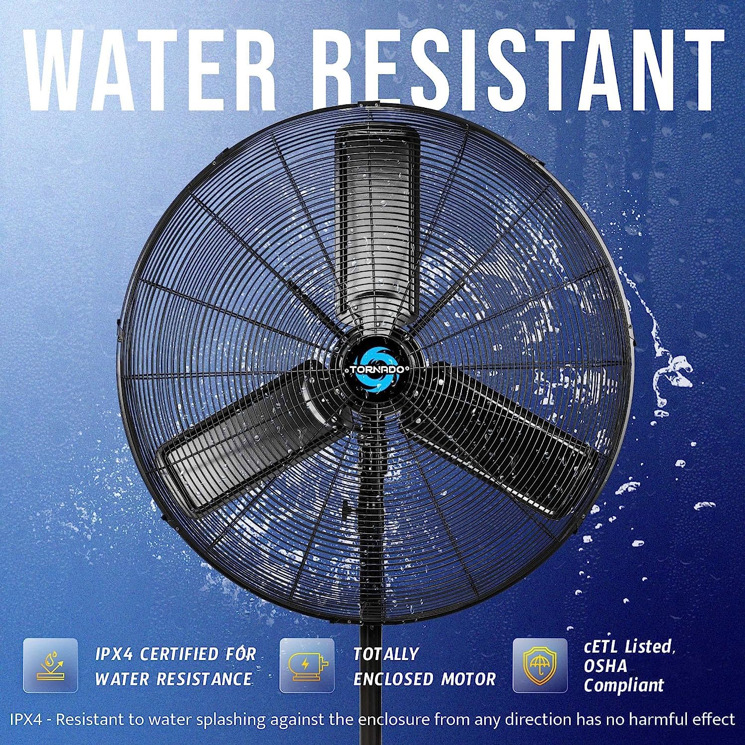 Foto 4 | Ventilador Eléctrico De Pedestal Tornado De 30 Pulgadas Comercial A Prueba De Agua - Venta Internacional.