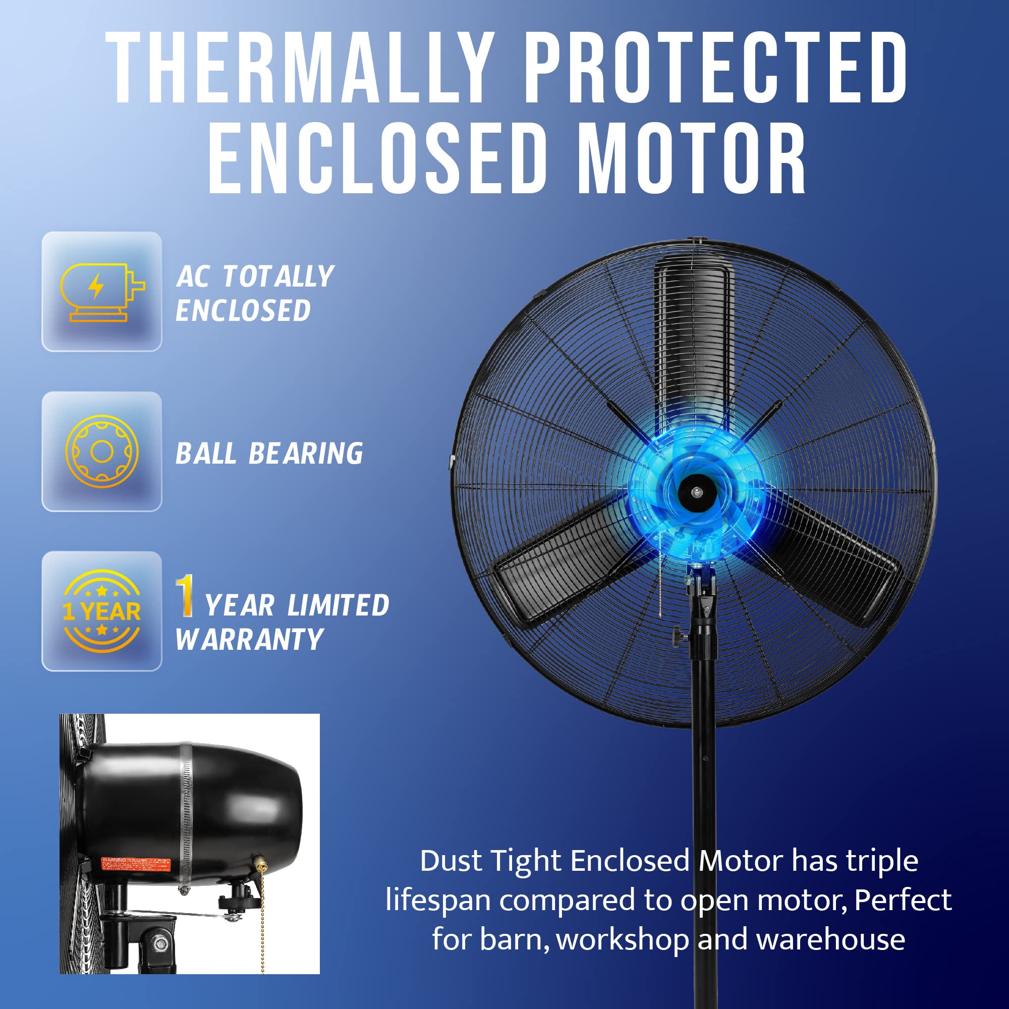 Foto 5 | Ventilador Eléctrico De Pedestal Tornado De 30 Pulgadas Comercial A Prueba De Agua - Venta Internacional.