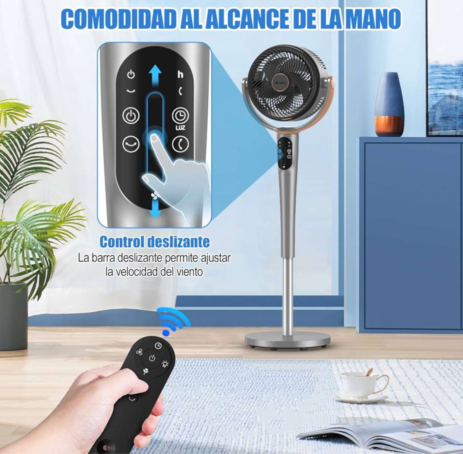 Foto 3 pulgar | Ventilador De Piso 24 Velocidades,360° Circulador De Aire Silencioso,120° Vertical Y 90° Oscilante Oscilante,tem