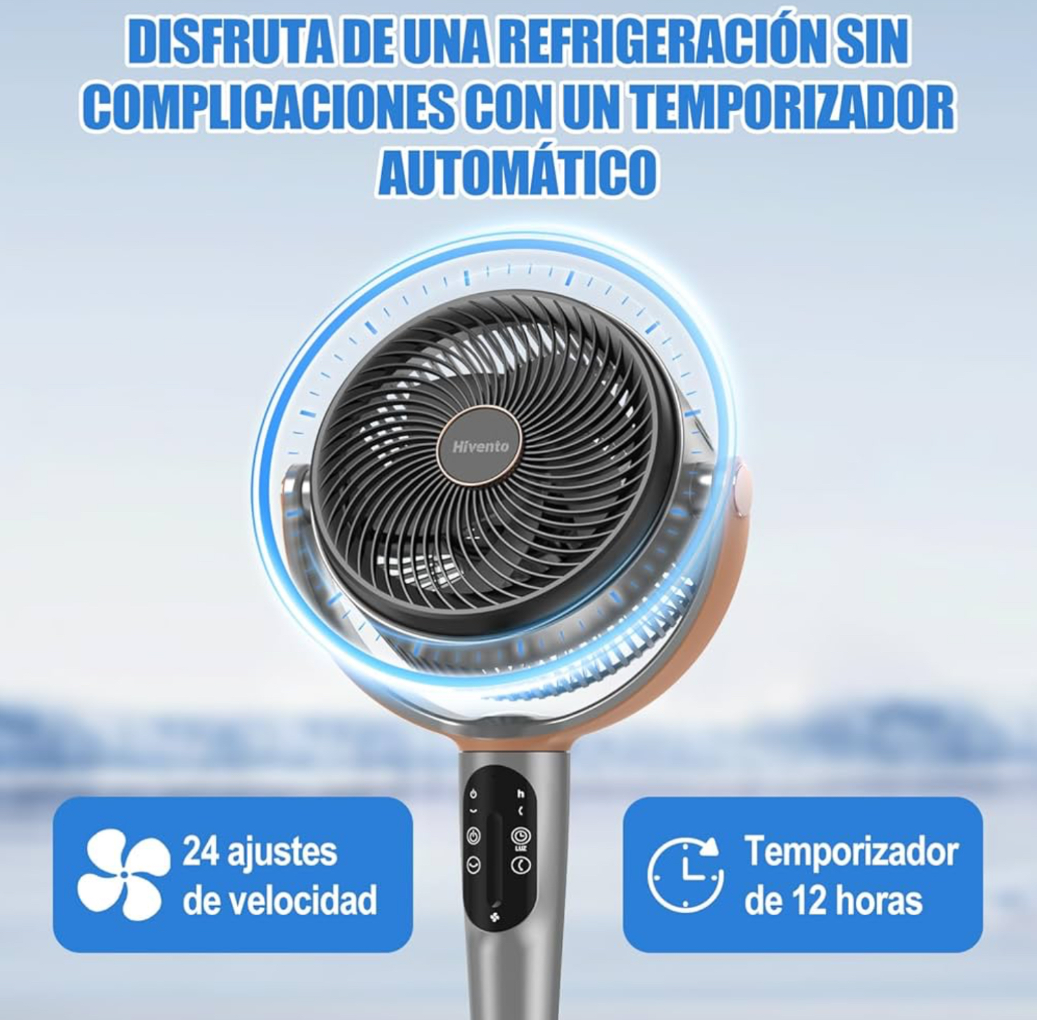 Foto 4 pulgar | Ventilador De Piso 24 Velocidades,360° Circulador De Aire Silencioso,120° Vertical Y 90° Oscilante Oscilante,tem