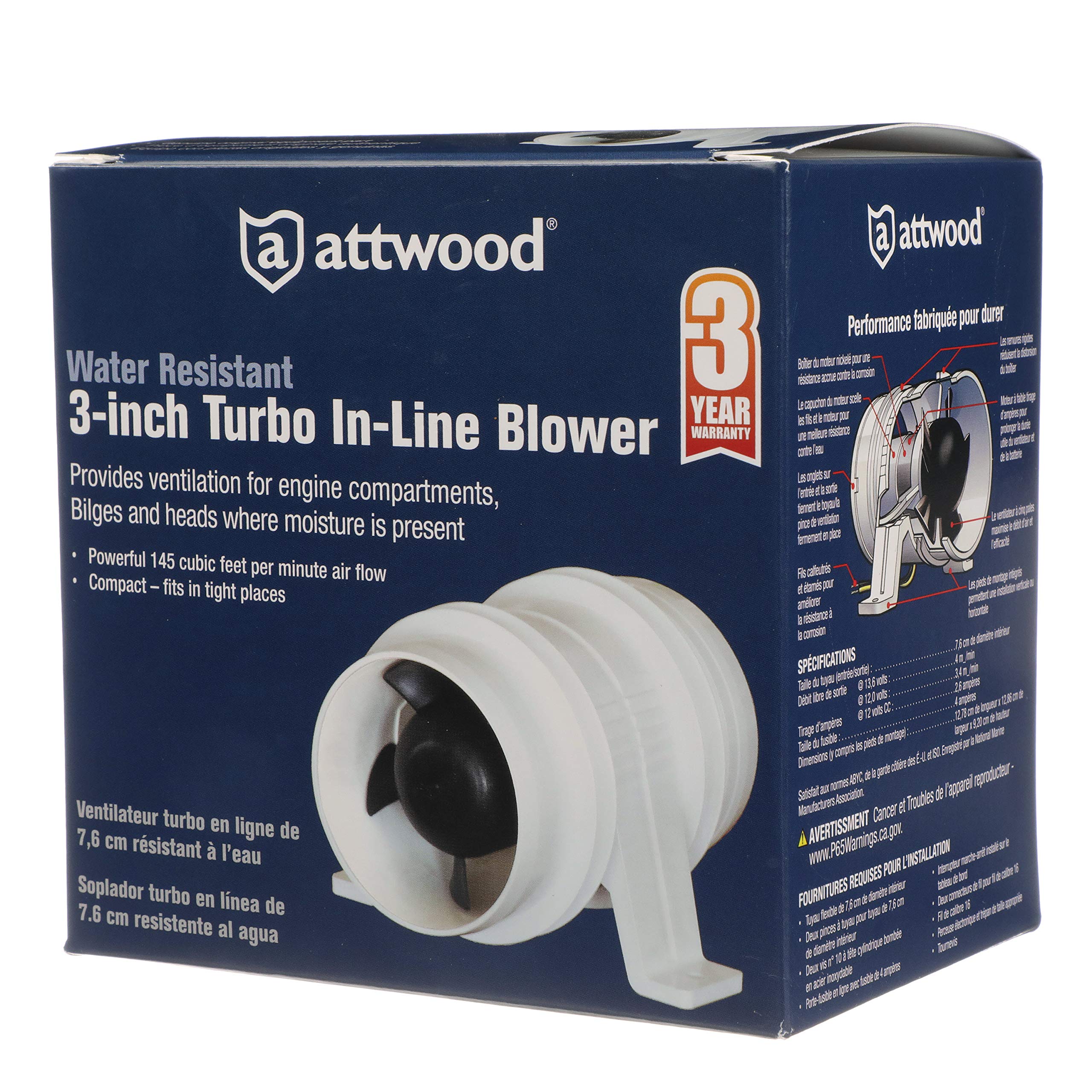 Foto 7 pulgar | Soplador De Achique Attwood 1733-4 Turbo 3000 Series 12 V 3 Pulgadas - Venta Internacional.