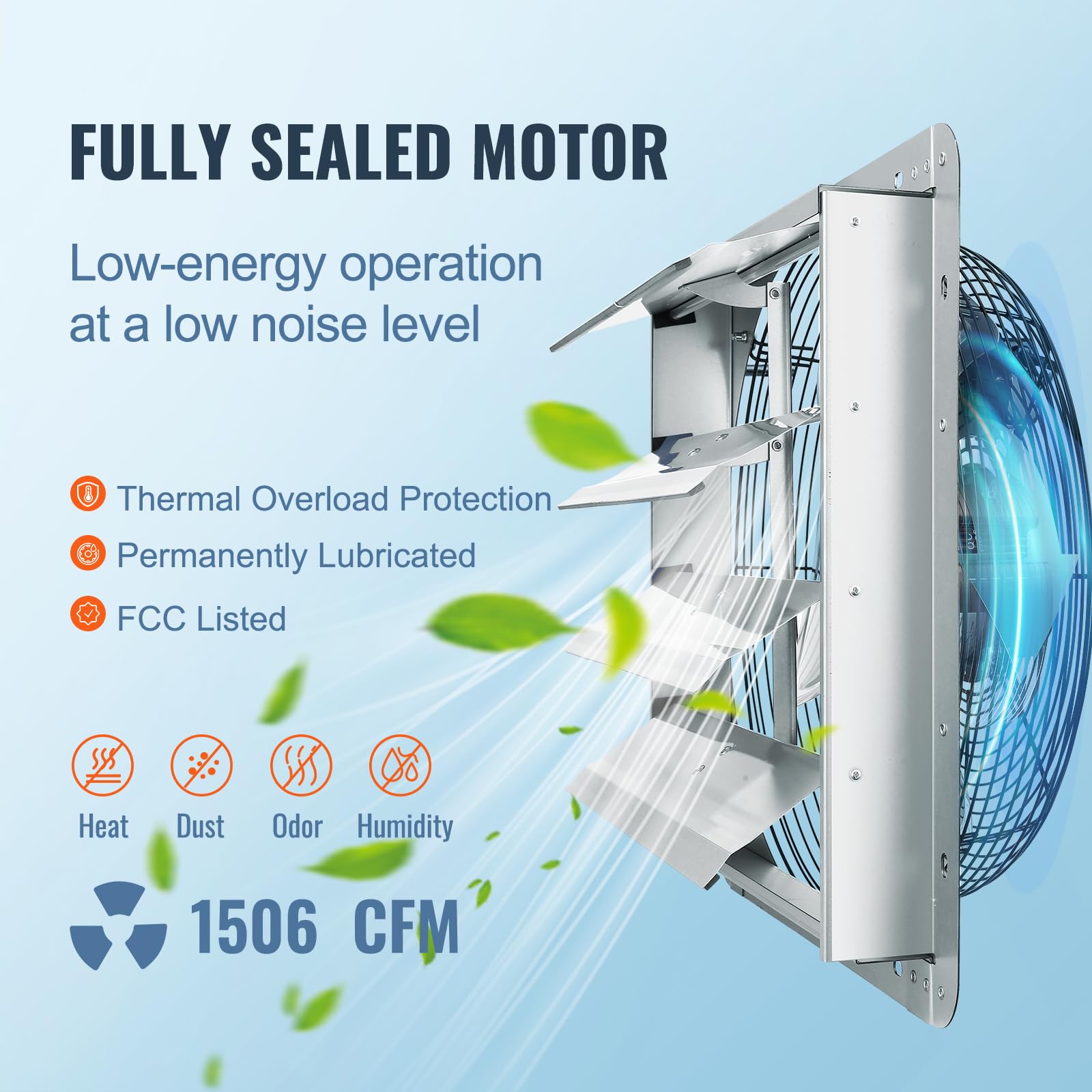 Foto 4 pulgar | Ventilador De Escape Con Persiana Vevor, 16 Pulgadas, 2000 Cfm, Montaje En Pared, Ático - Venta Internacional.