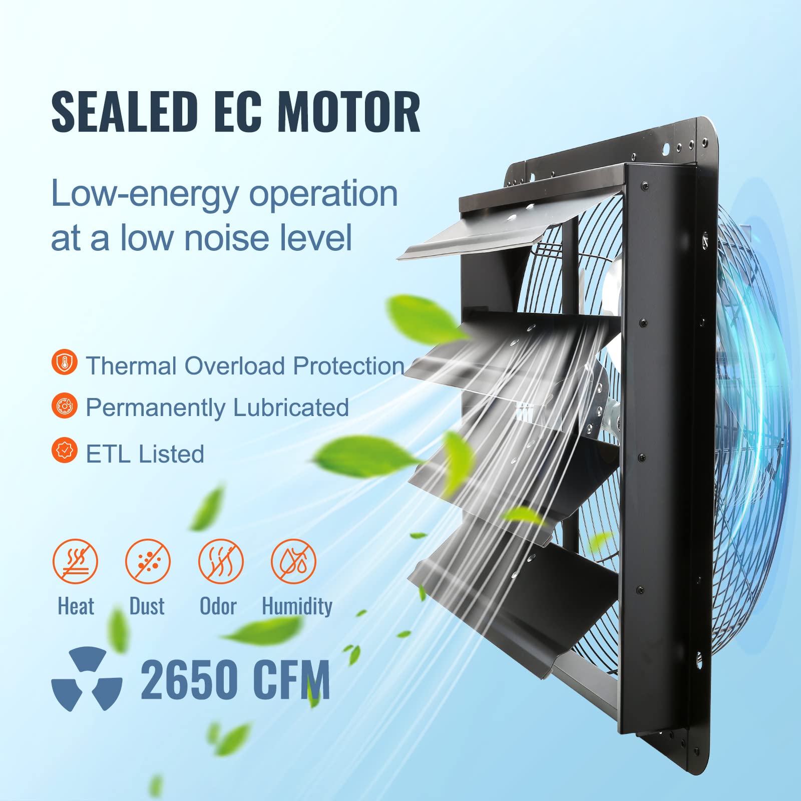 Foto 4 pulgar | Ventilador De Escape Con Persiana Vevor De 16 Pulgadas Con Temperatura Y Humedad - Venta Internacional.