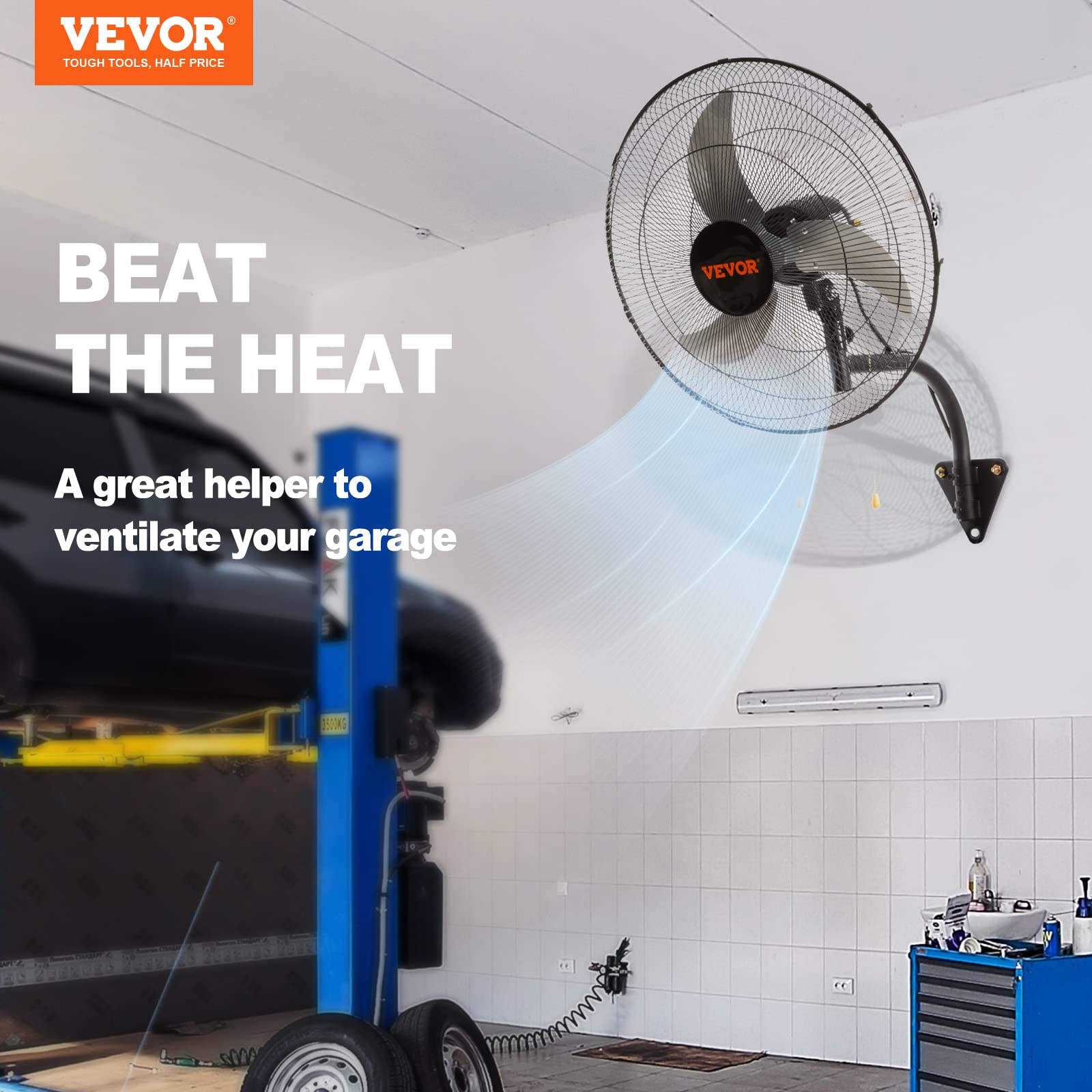 Foto 3 pulgar | Ventilador De Pared Vevor De 20 Pulgadas, Oscilante, 3 Velocidades, 4650 Cfm - Venta Internacional.