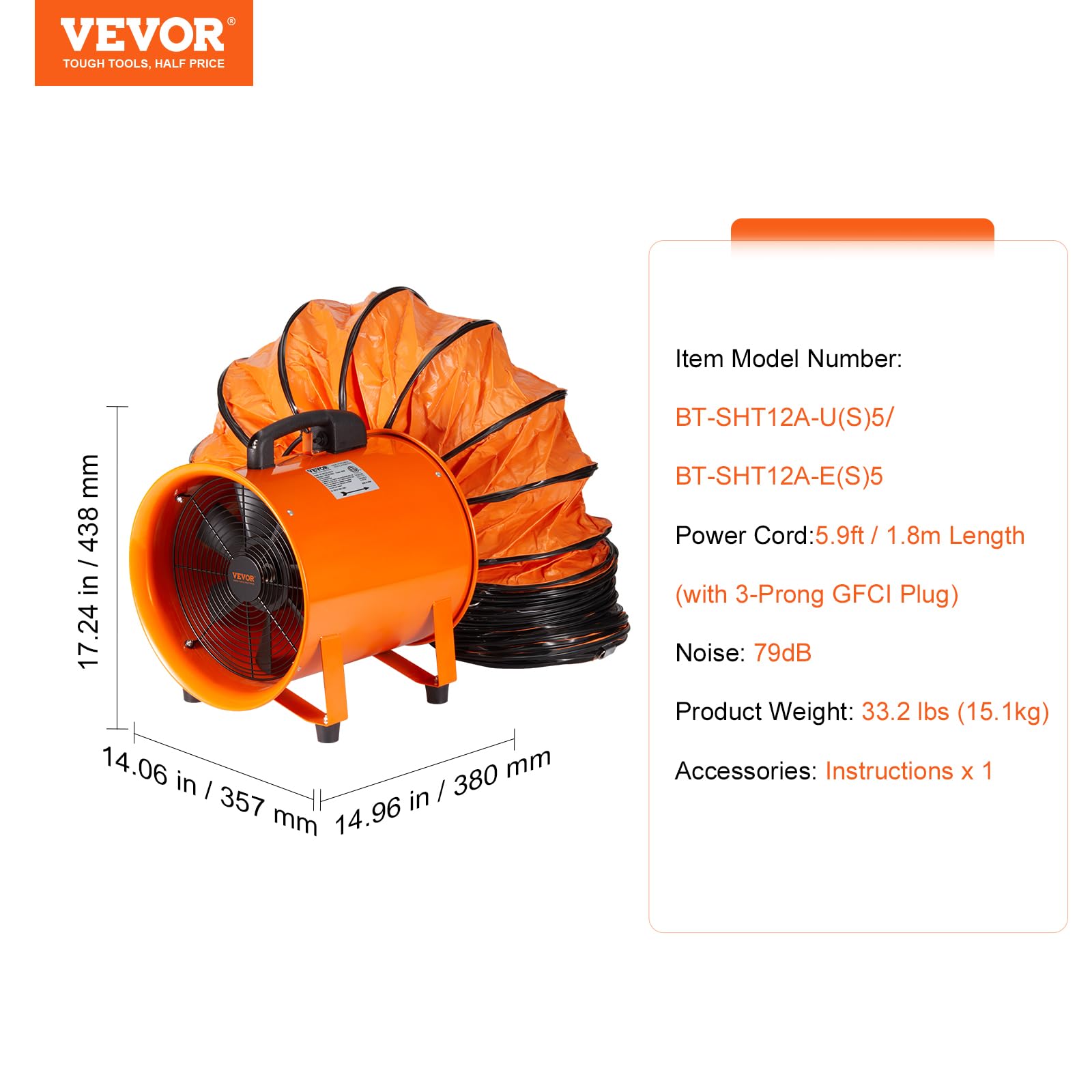 Foto 8 pulgar | Ventilador Portátil Industrial Vevor 3198cfm - Venta Internacional.