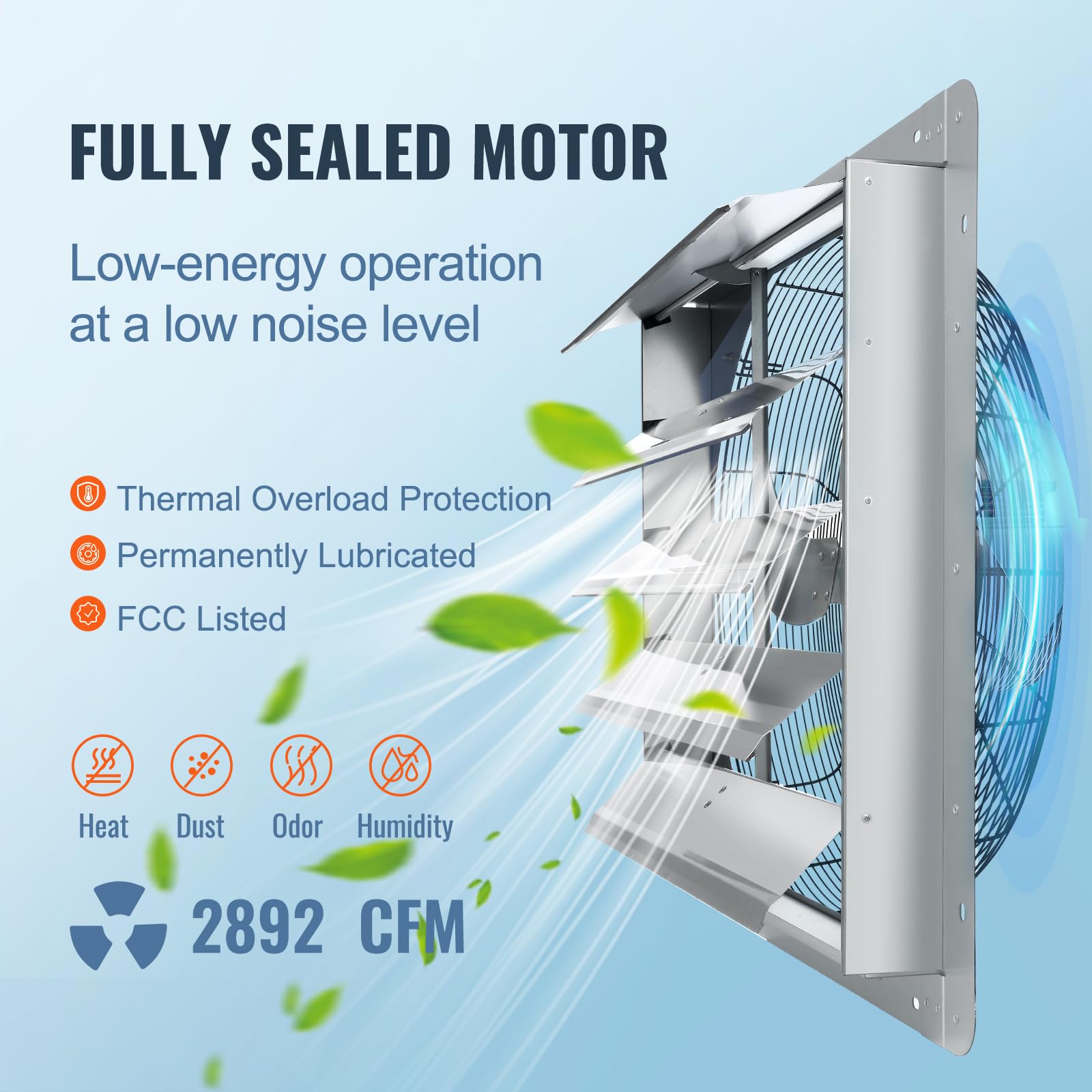 Foto 3 | Ventilador De Escape Vevor De 60 Cm Montado En La Pared, 3320 Cfm, Para Garajes - Venta Internacional.