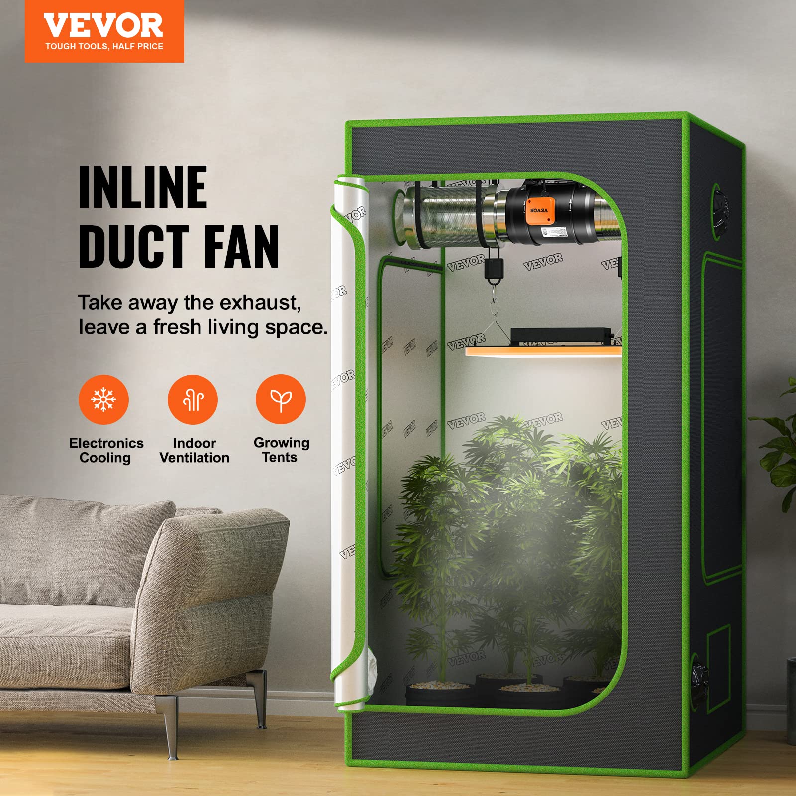 Foto 3 pulgar | Ventilador De Conducto En Línea Vevor De 8 Pulgadas Y 807 Cfm Con Control De Temperatura Y Humedad - Venta Internacion