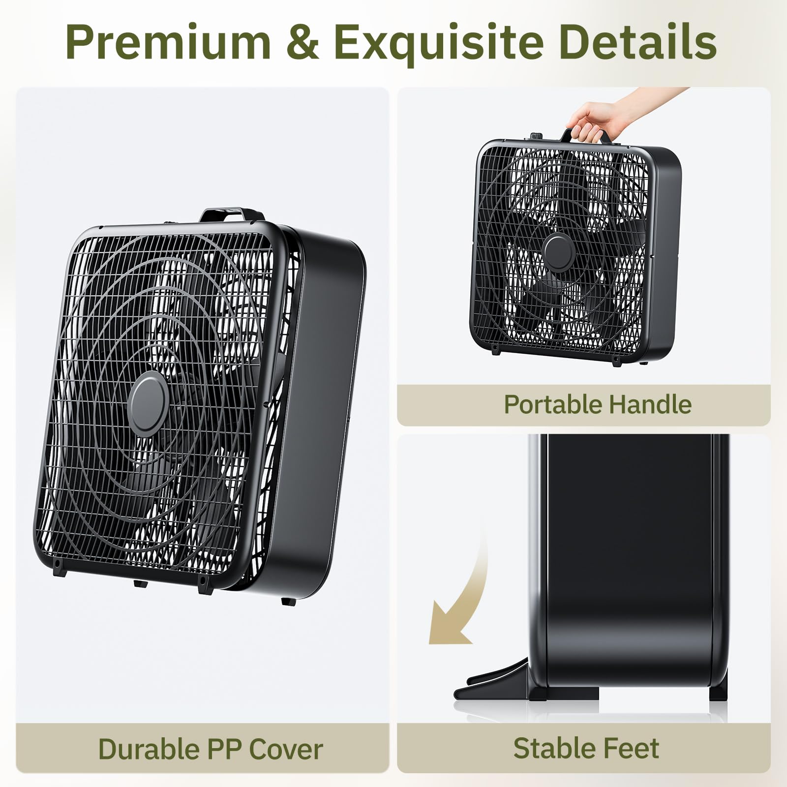 Foto 4 pulgar | Ventilador Box Simple Deluxe De 20 Pulgadas Con 3 Velocidades De Refrigeración, Negro - Venta Internacional.