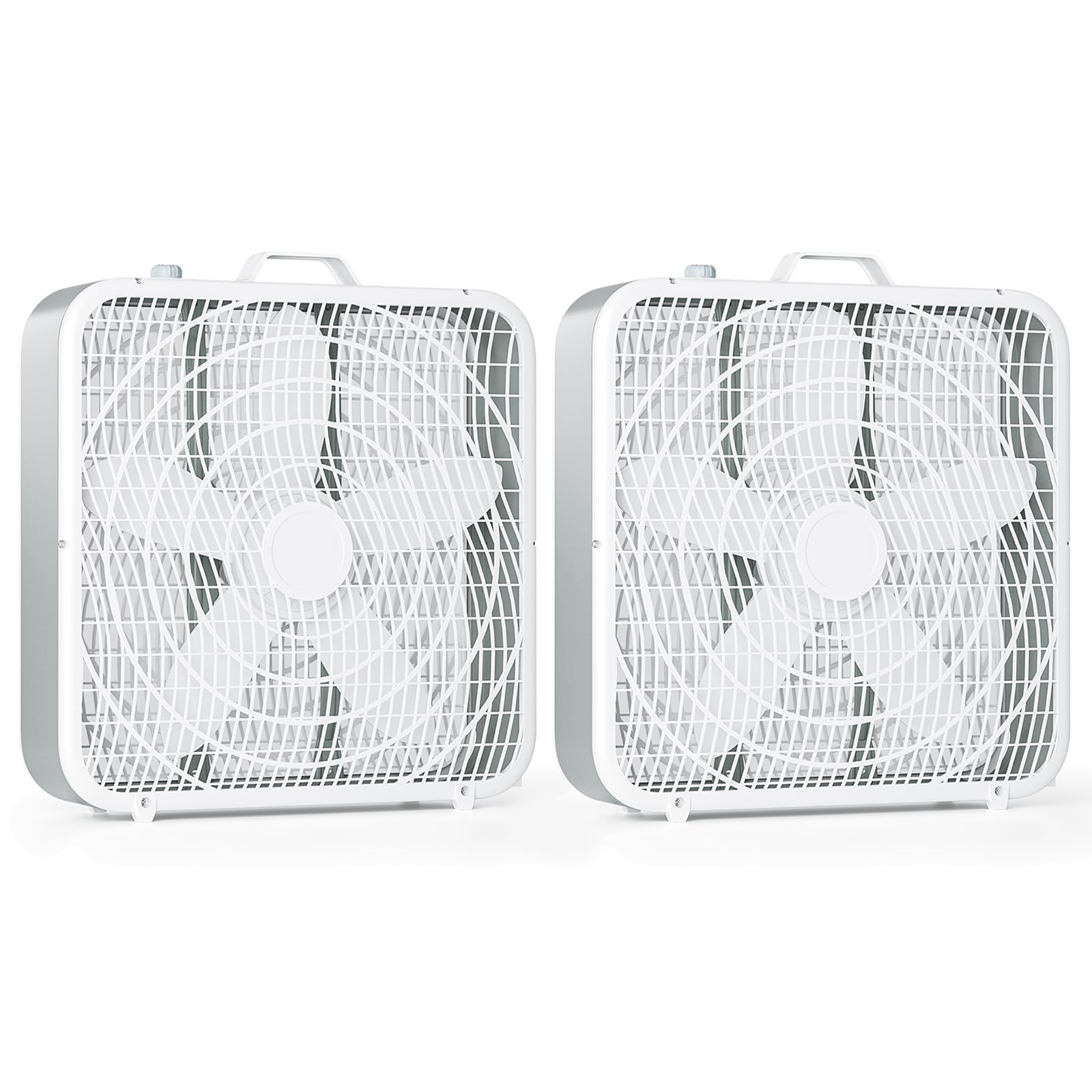 Box Fan Simple Deluxe, 20 Pulgadas, 3 Velocidades, Blanco, Paquete De 2 - Venta Internacional.