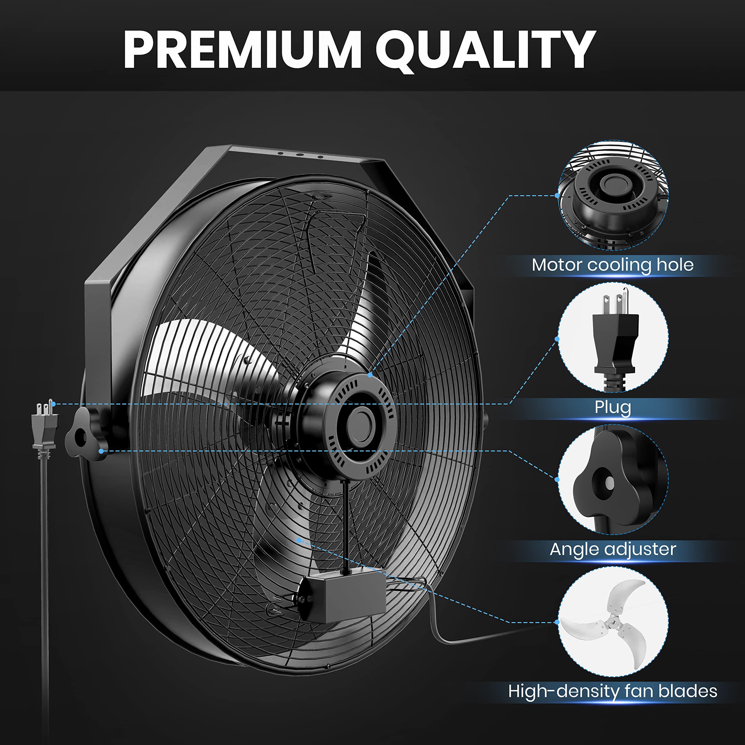 Foto 4 | Ventilador De Pared Simple Deluxe High Velocity De 20 Pulgadas, Paquete De 2 - Venta Internacional.