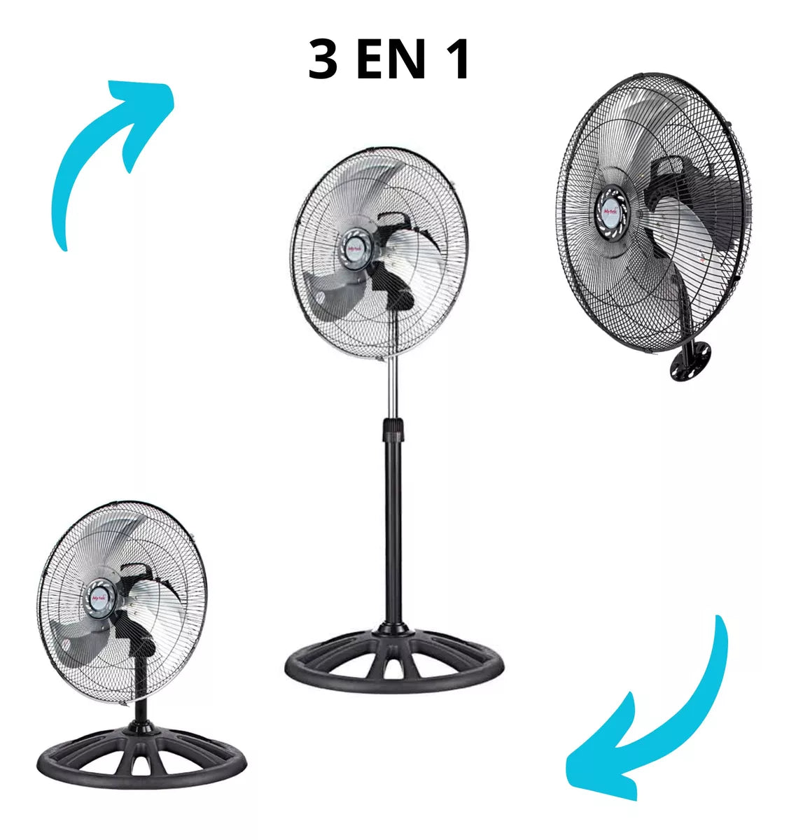Foto 4 pulgar | Ventilador Mytek 3392plus Pedestal 18 Pul 3 En 1  3 Vel Metal Negro