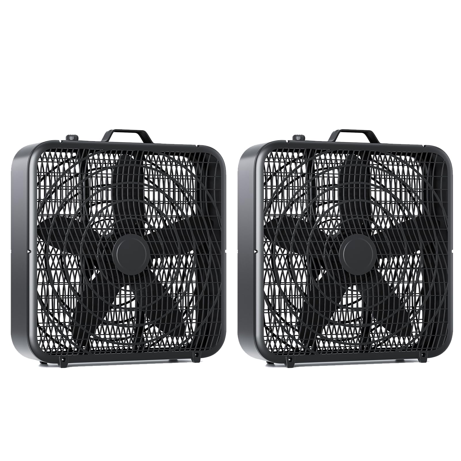 Box Fan Simple Deluxe, 20 Pulgadas, 3 Velocidades, Negro, Paquete De 2 - Venta Internacional.