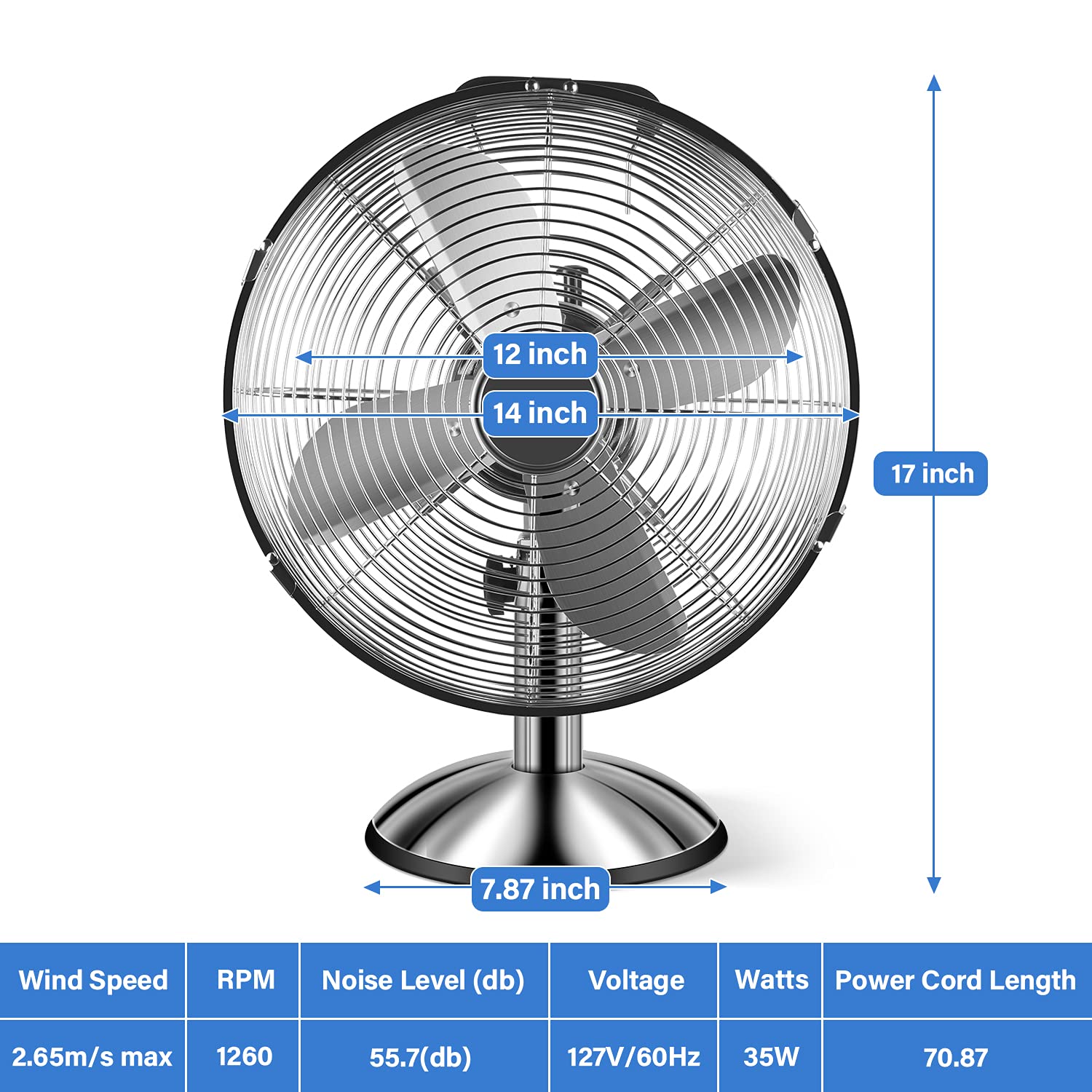 Foto 4 | Ventilador De Pie Simple Deluxe De 30 Cm Con Oscilación Horizontal De 75° - Venta Internacional.