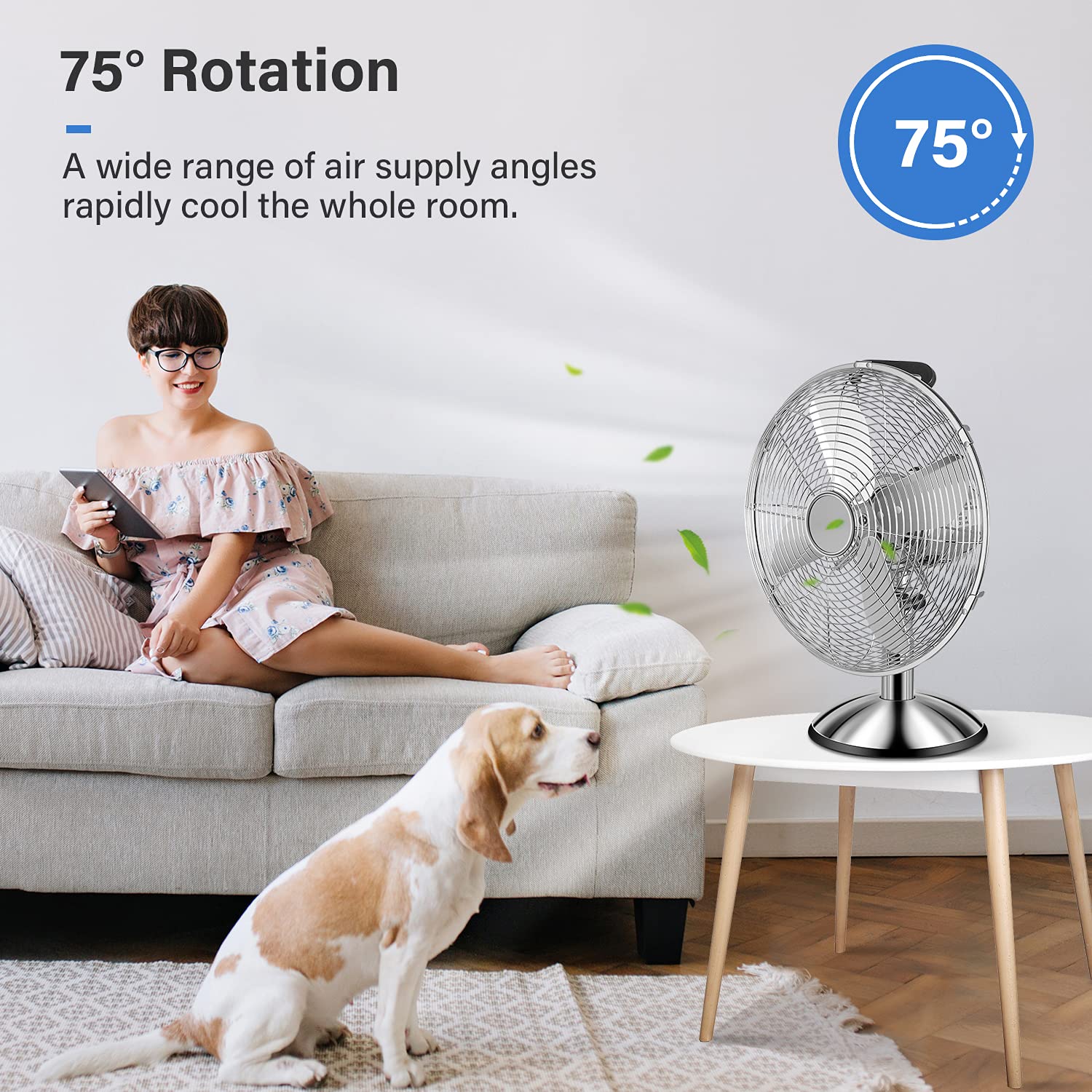 Foto 6 pulgar | Ventilador De Pie Simple Deluxe De 30 Cm Con Oscilación Horizontal De 75° - Venta Internacional.