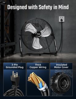 Foto 5 | Ventilador De Suelo Simple Deluxe, 30 Cm, 3 Velocidades, Metal De Alta Velocidad, Negro - Venta Internacional.