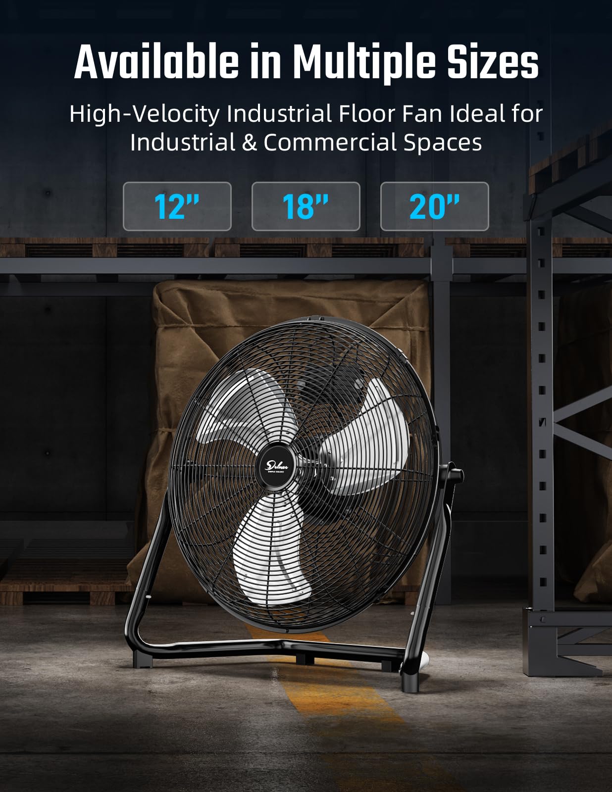 Foto 7 pulgar | Ventilador De Suelo Simple Deluxe, 30 Cm, 3 Velocidades, Metal De Alta Velocidad, Negro - Venta Internacional.