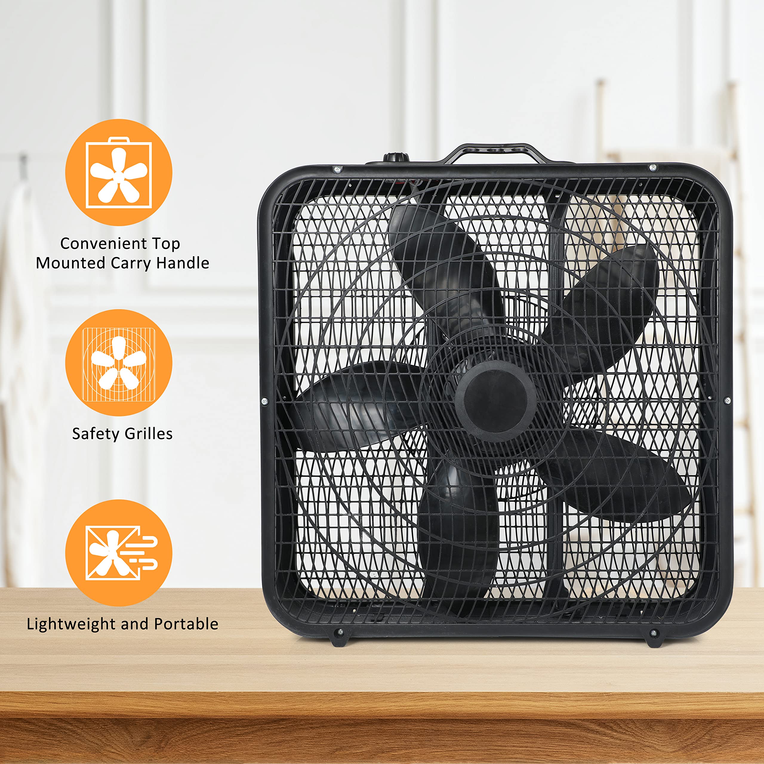 Foto 4 pulgar | Ventilador De Mesa Box Fan Simple Deluxe De 20 Pulgadas Y 3 Velocidades, Negro - Venta Internacional.