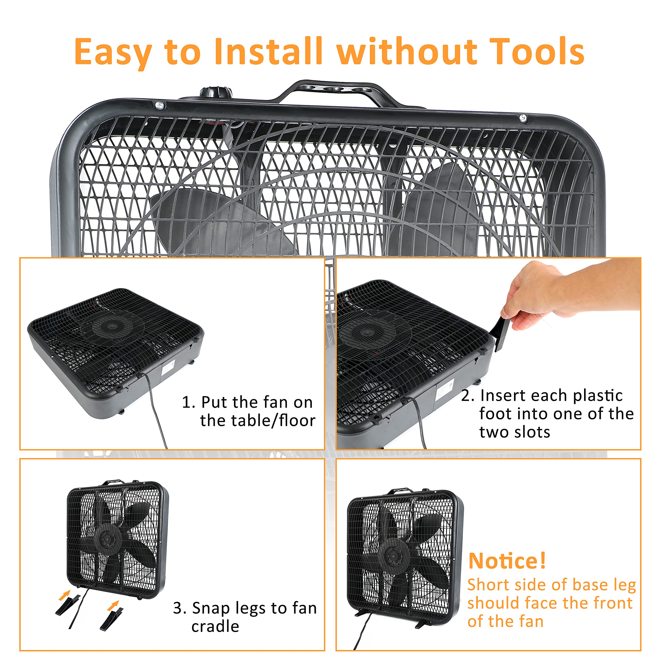 Foto 7 pulgar | Ventilador De Mesa Box Fan Simple Deluxe De 20 Pulgadas Y 3 Velocidades, Negro - Venta Internacional.