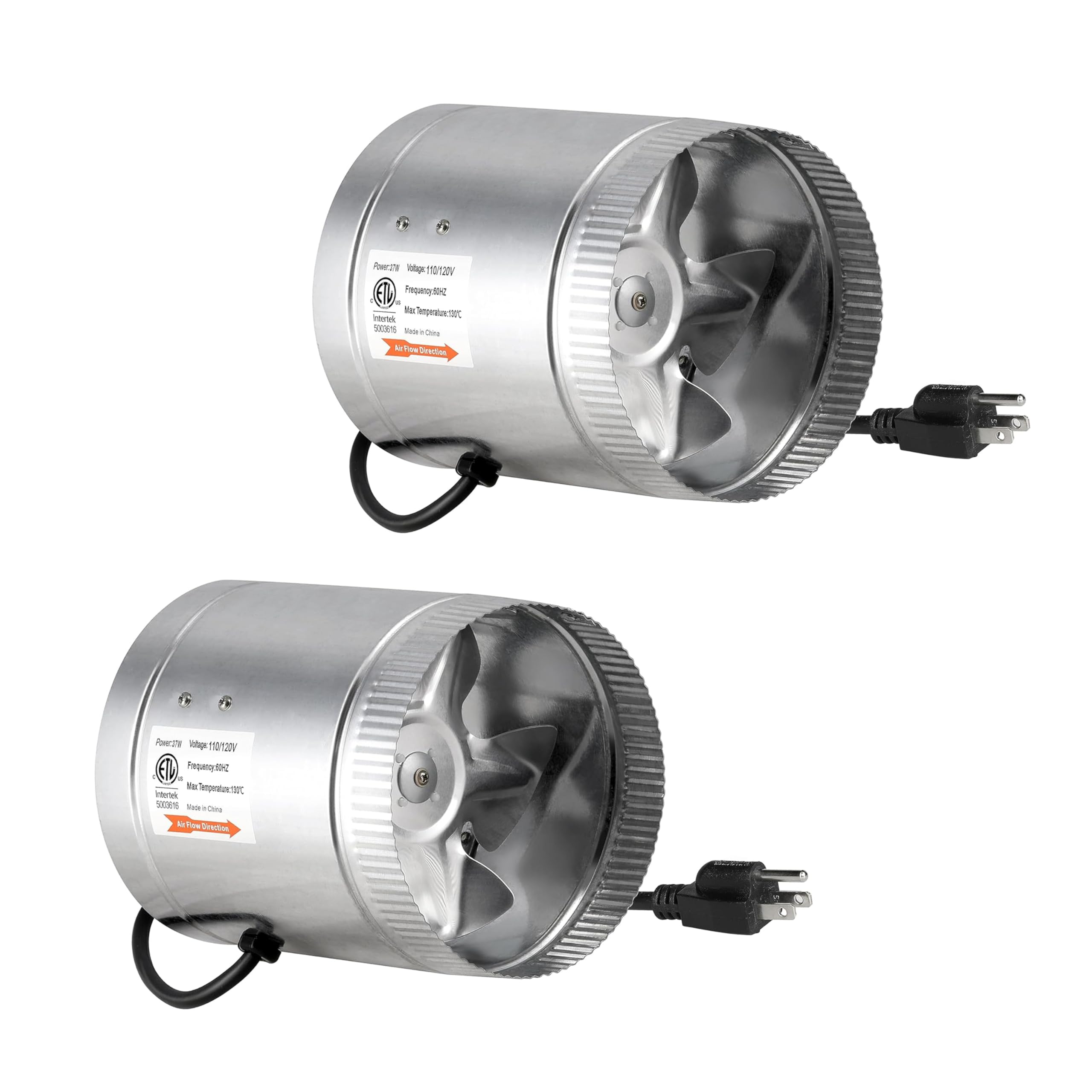 Foto 1 | Ventilador Booster Ipower De 6 Pulgadas Y 240 M³/h Con Cable De 5.5 Pies, 2 Unidades, Color Gris - Venta Internacional.