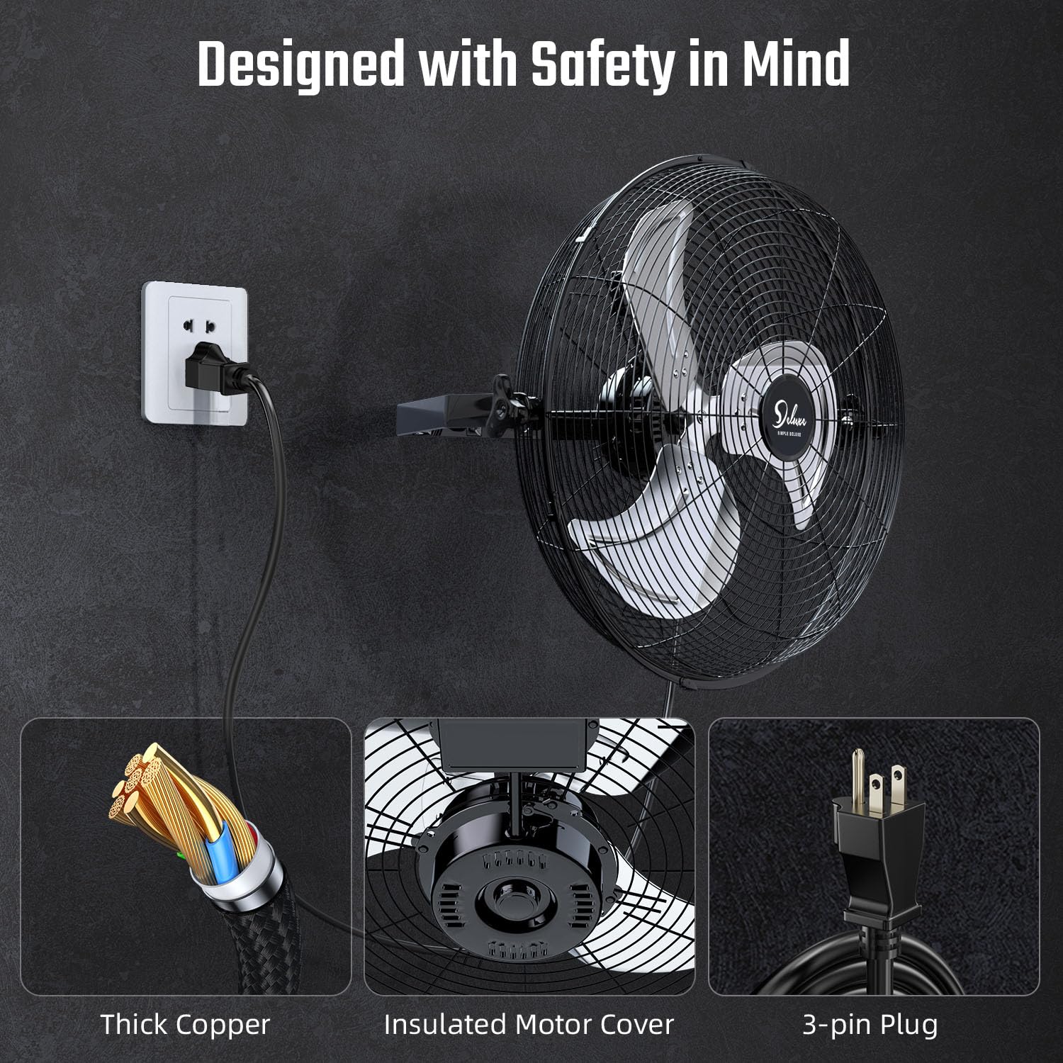 Foto 7 | Ventilador Industrial De Montaje En Pared Simple Deluxe De 18 Pulgadas De Alta Velocidad - Venta Internacional.