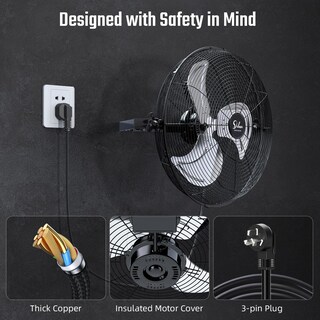 Foto 7 | Ventilador Industrial De Montaje En Pared Simple Deluxe De 18 Pulgadas, Negro - Venta Internacional.