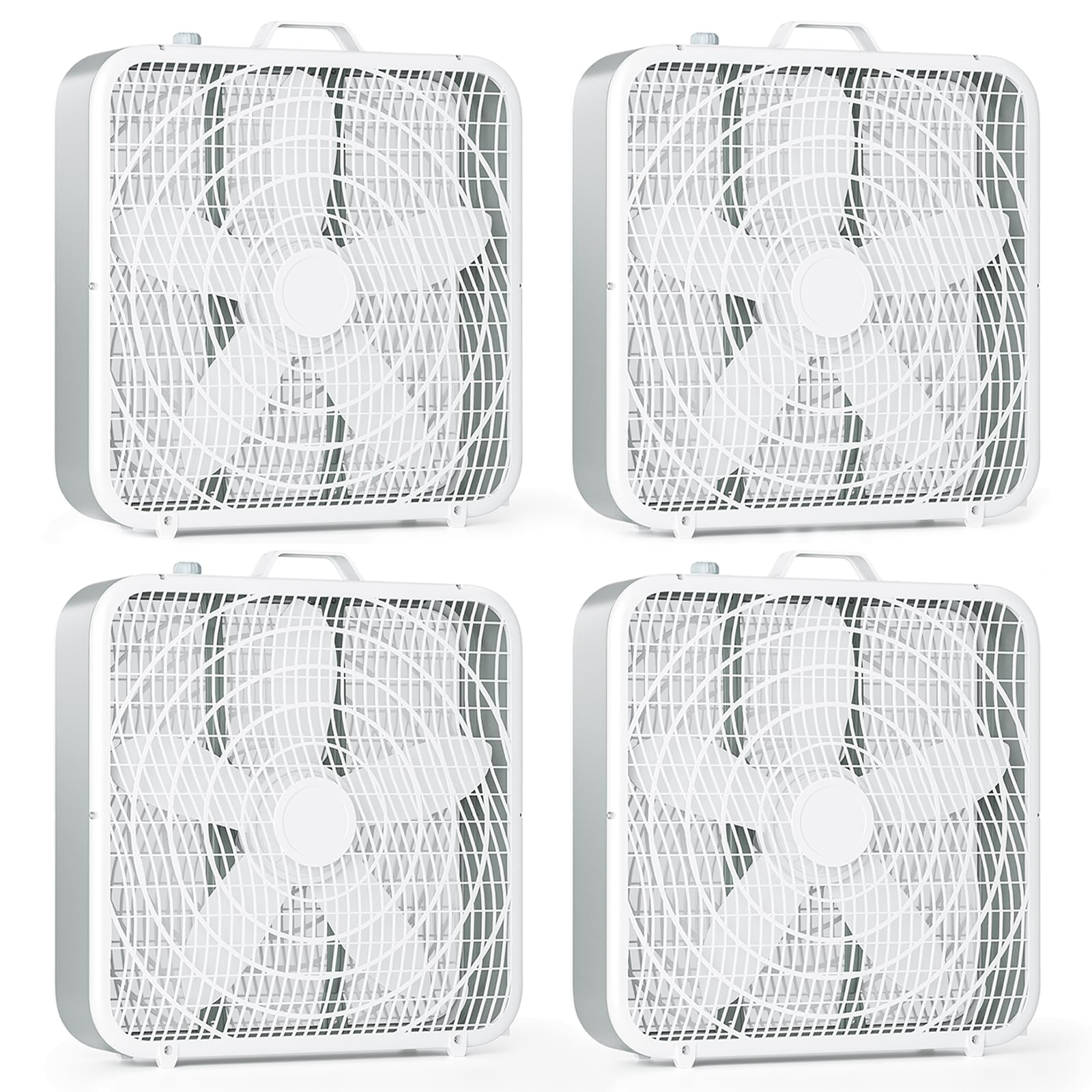 Box Fan Simple Deluxe, 20 Pulgadas, 3 Velocidades, Blanco, Paquete De 4 - Venta Internacional.