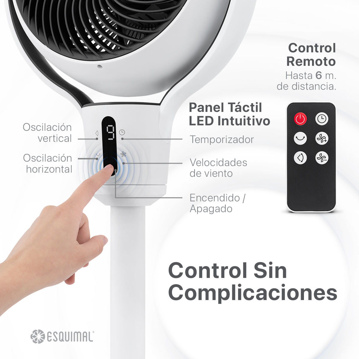 Foto 6 | Ventilador De Pedestal Giratorio Esquimal Altura 3 En 1 Ajustable Con 9 Velocidades