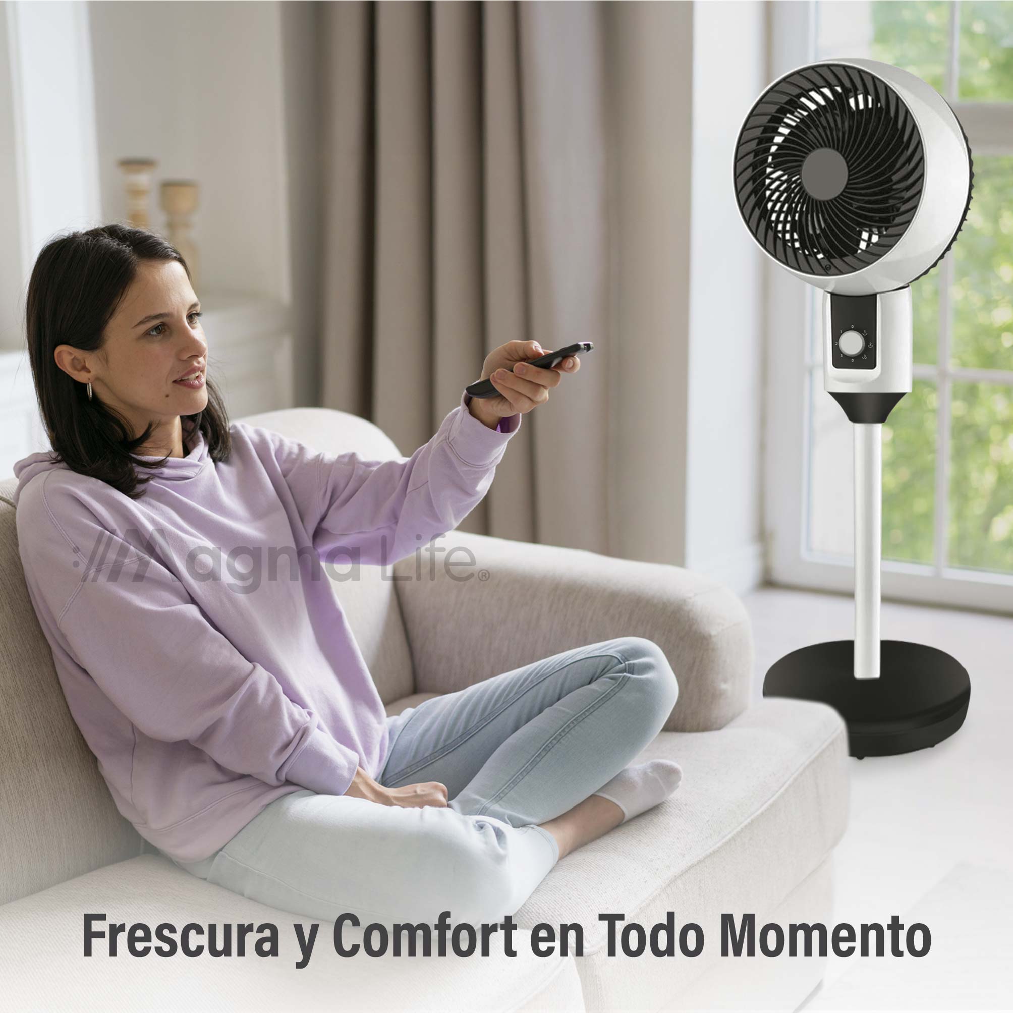 Foto 3 | Magma Life Ventilador De Pedestal 45w, 3 Velocidades, Altura Ajustable, Circulación De Aire Potente, Oscilación 50°