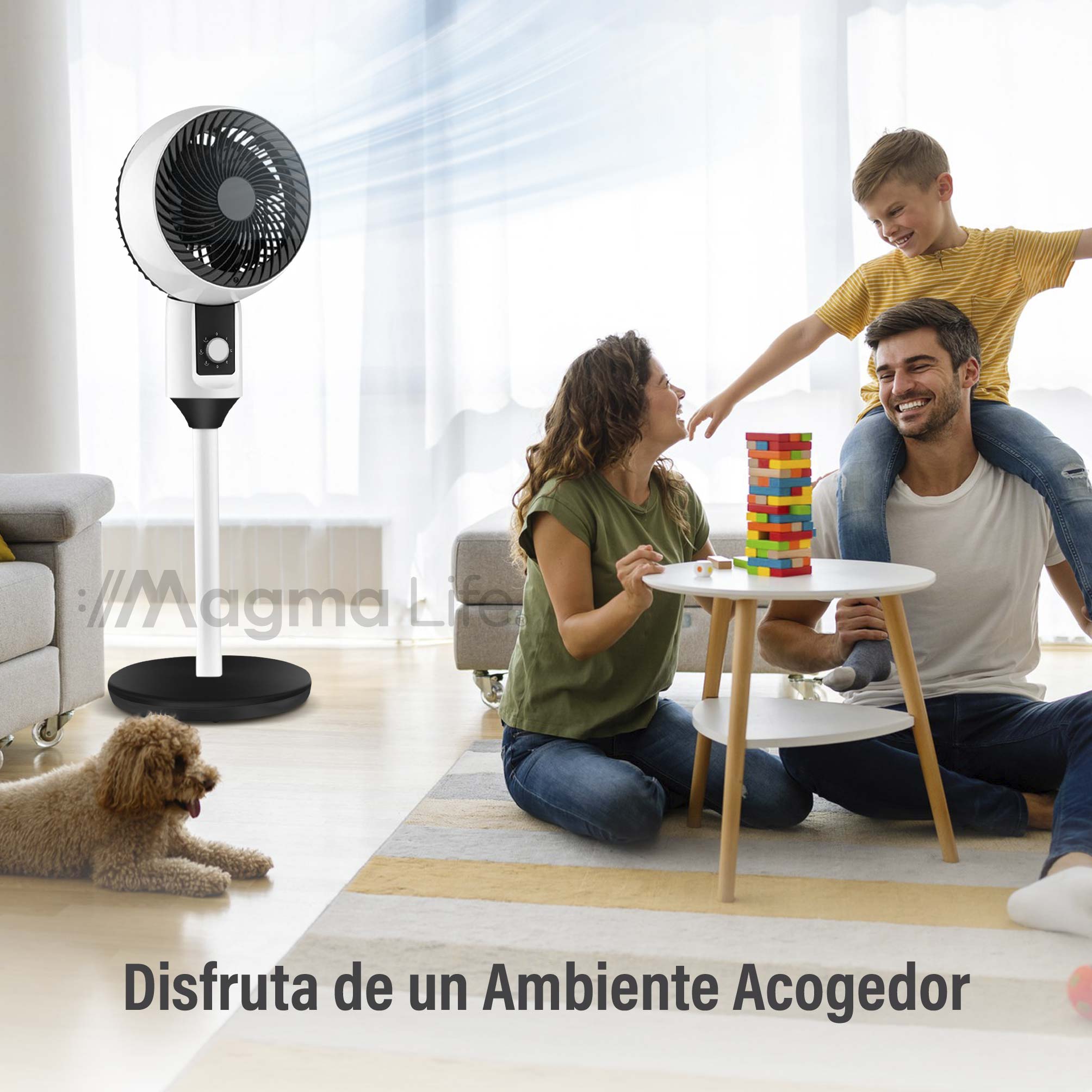 Foto 5 | Magma Life Ventilador De Pedestal 45w, 3 Velocidades, Altura Ajustable, Circulación De Aire Potente, Oscilación 50°