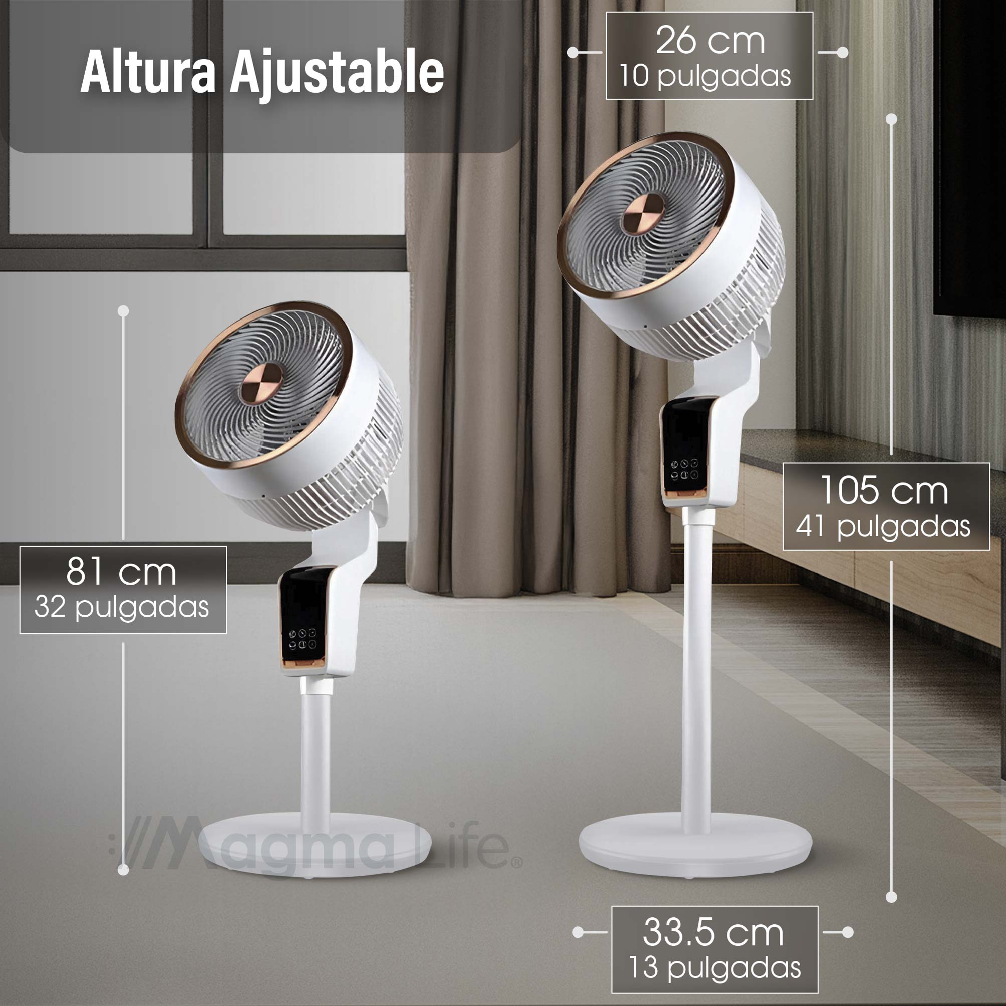 Foto 2 | Magma Life Ventilador De Pedestal 50w, Control Remoto, Pantalla Led, 3 Velocidades, Temporizador 12h, Difusor De