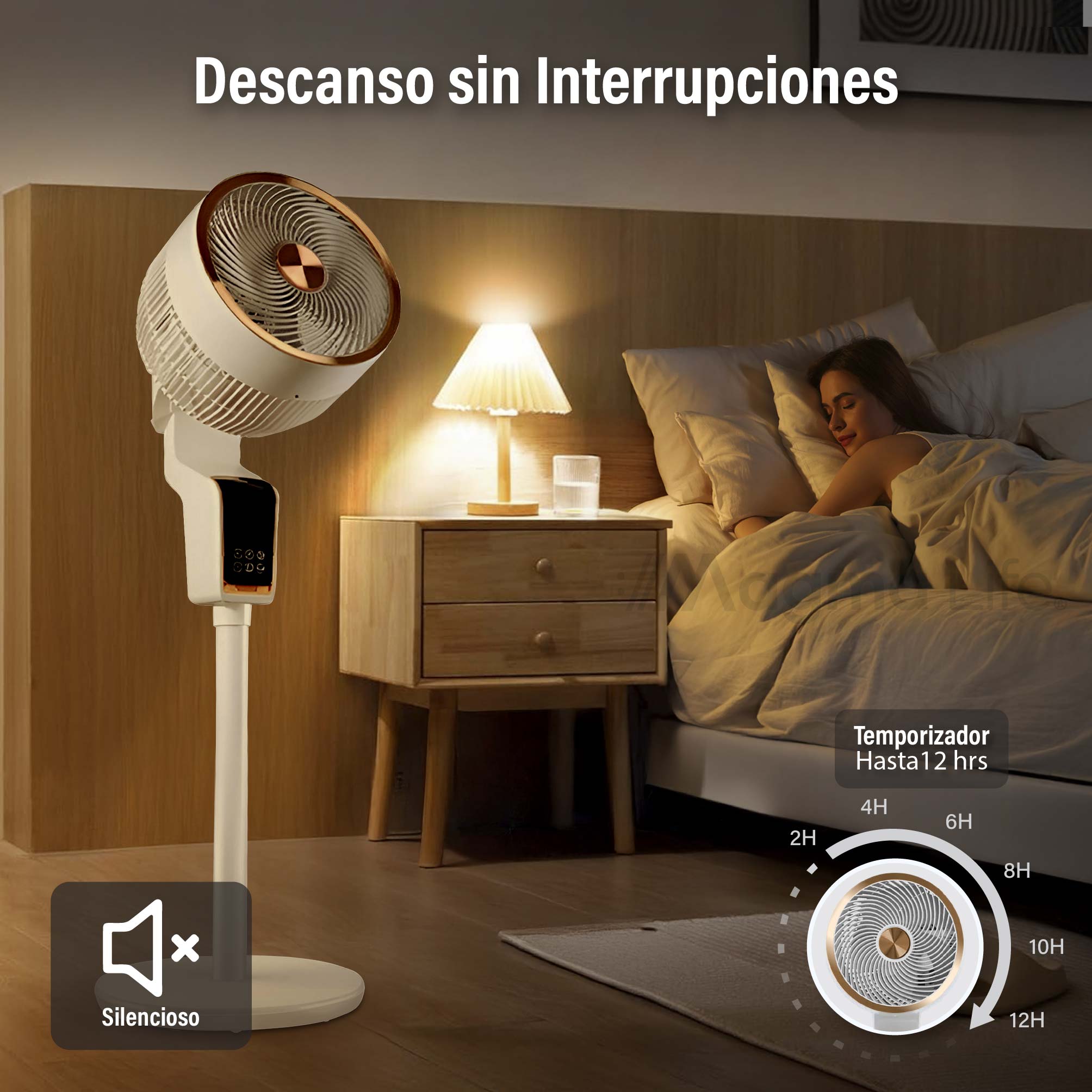 Foto 3 | Magma Life Ventilador De Pedestal 50w, Control Remoto, Pantalla Led, 3 Velocidades, Temporizador 12h, Difusor De