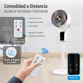 Foto 8 | Magma Life Ventilador De Pedestal 50w, Control Remoto, Pantalla Led, 3 Velocidades, Temporizador 12h, Difusor De
