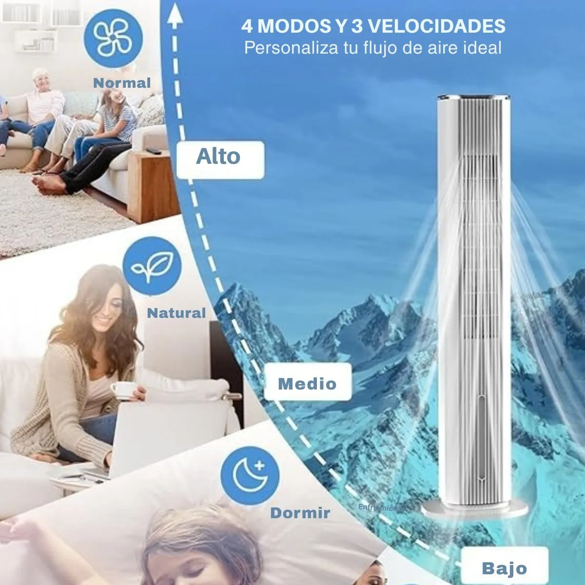 Foto 6 pulgar | Enfriador Ventilador Torre Portátil Veohaut Oscilación De60° Blanco 1.09m De Altura 6 Litros