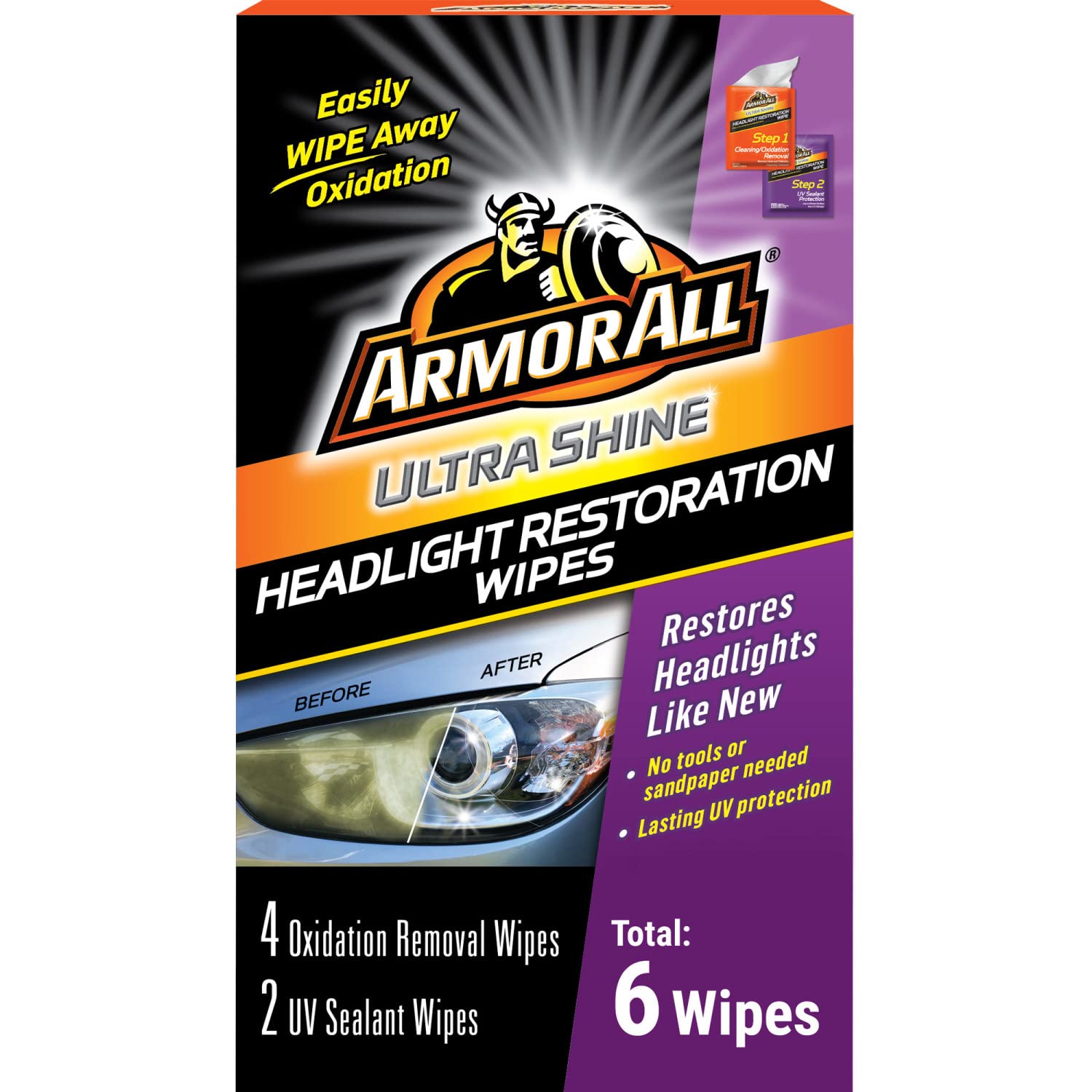 Foto 2 pulgar | Limpiador Armor Para Todos Los Faros De Coche, 6 Toallitas - Venta Internacional.