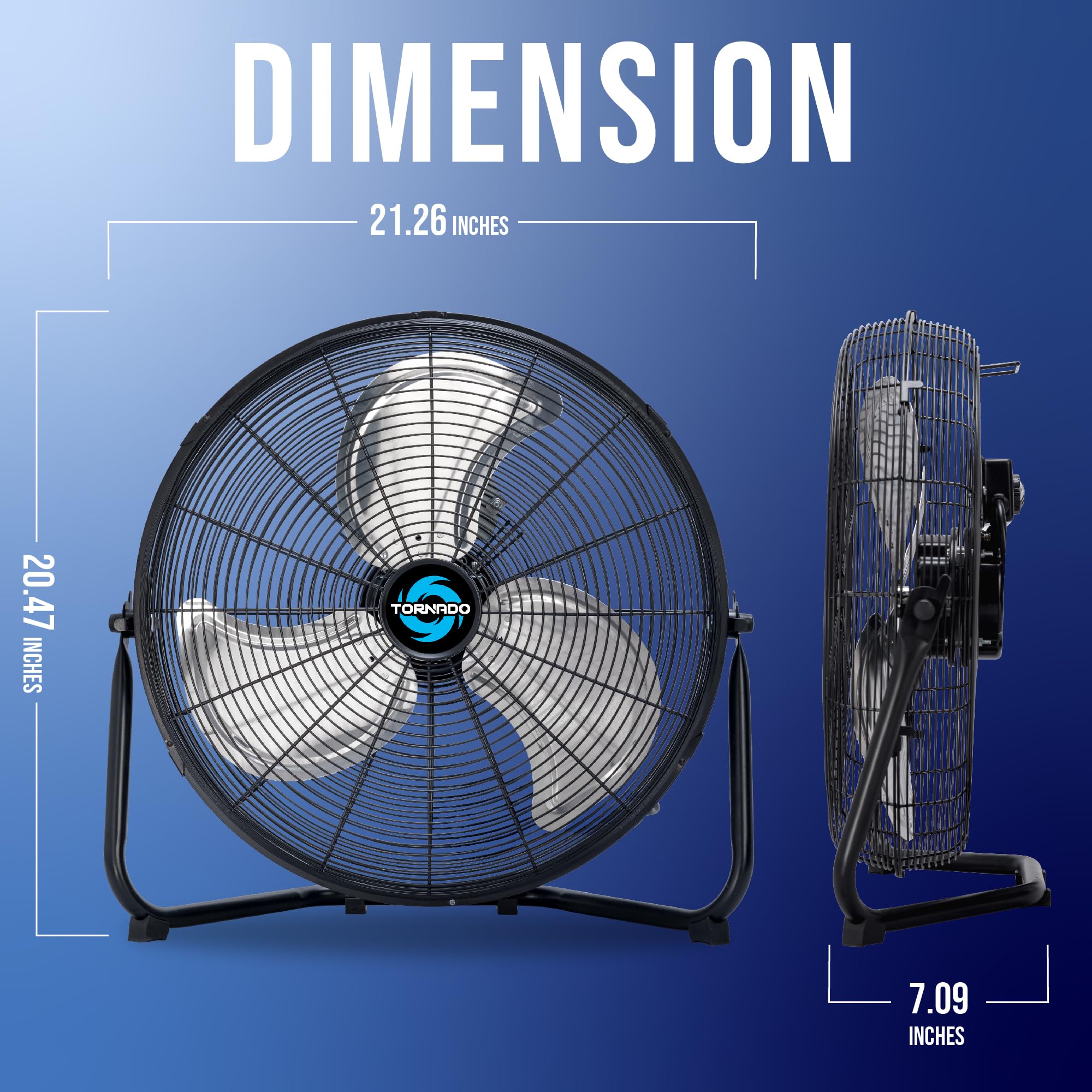 Foto 2 | Ventilador De Piso Tornado, 18 Pulgadas, Metal De Alta Velocidad, 3 Velocidades, Negro - Venta Internacional.