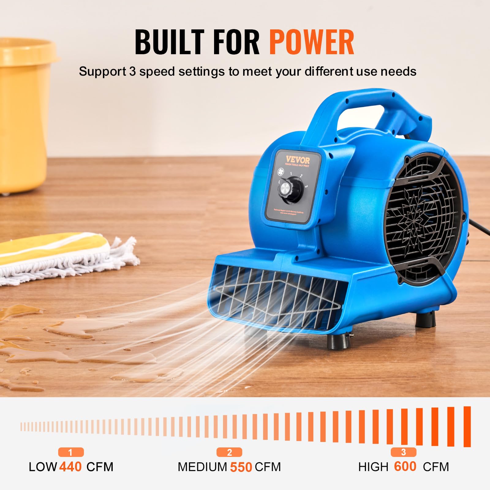 Foto 4 pulgar | Soplador De Suelo Vevor 1360 Rpm 600 M³/h, Generador De Aire Para Secado - Venta Internacional.