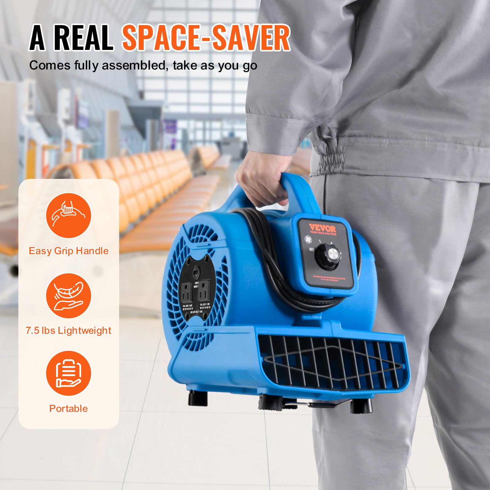Foto 6 pulgar | Soplador De Suelo Vevor 1360 Rpm 600 M³/h, Generador De Aire Para Secado - Venta Internacional.