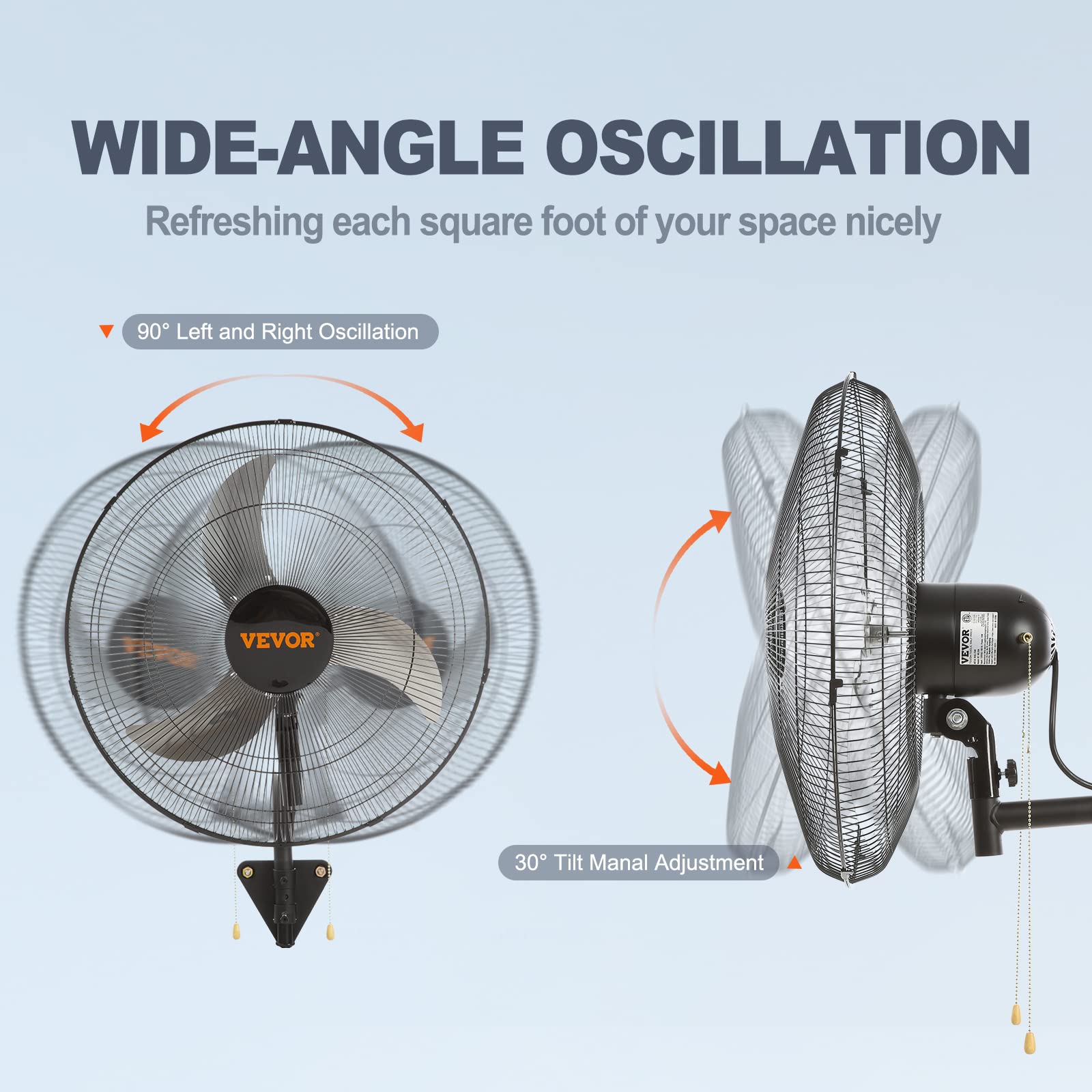 Foto 5 pulgar | Ventilador De Pared Vevor De 18 Pulgadas, Oscilante, 3 Velocidades, 4000 Cfm - Venta Internacional.