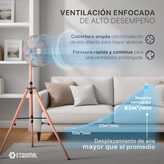 Foto 2 | Ventilador Con Tripié Esquimal, Aspas De Aluminio, Altura Ajustable, Oscilación 70°, 3 Velocidades