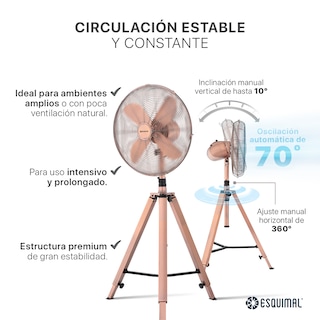 Foto 3 | Ventilador Con Tripié Esquimal, Aspas De Aluminio, Altura Ajustable, Oscilación 70°, 3 Velocidades