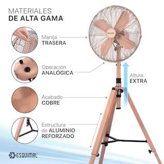 Foto 4 | Ventilador Con Tripié Esquimal, Aspas De Aluminio, Altura Ajustable, Oscilación 70°, 3 Velocidades