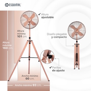 Foto 7 | Ventilador Con Tripié Esquimal, Aspas De Aluminio, Altura Ajustable, Oscilación 70°, 3 Velocidades