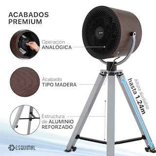 Foto 4 | Ventilador Con Tripié Tipo Reflector Esquimal. Estilo Retro Industrial, Acabado Tipo Madera, Altura Ajustable, 3 Vel.