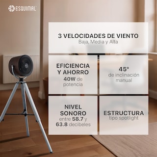 Foto 6 | Ventilador Con Tripié Tipo Reflector Esquimal. Estilo Retro Industrial, Acabado Tipo Madera, Altura Ajustable, 3 Vel.