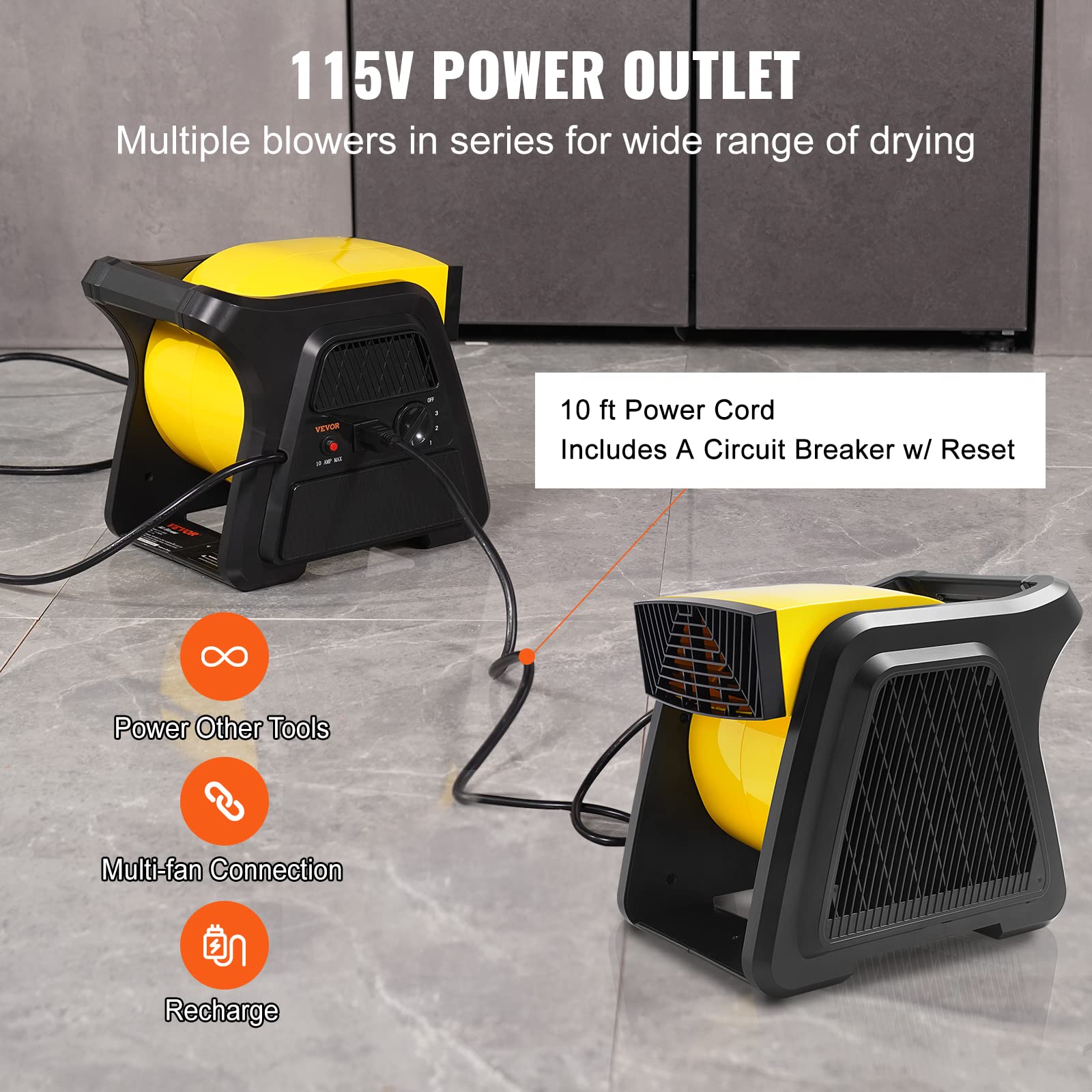 Foto 6 pulgar | Ventilador Utilitario Giratorio Vevor, 600 Cfm, 115 V/60 Hz - Venta Internacional.
