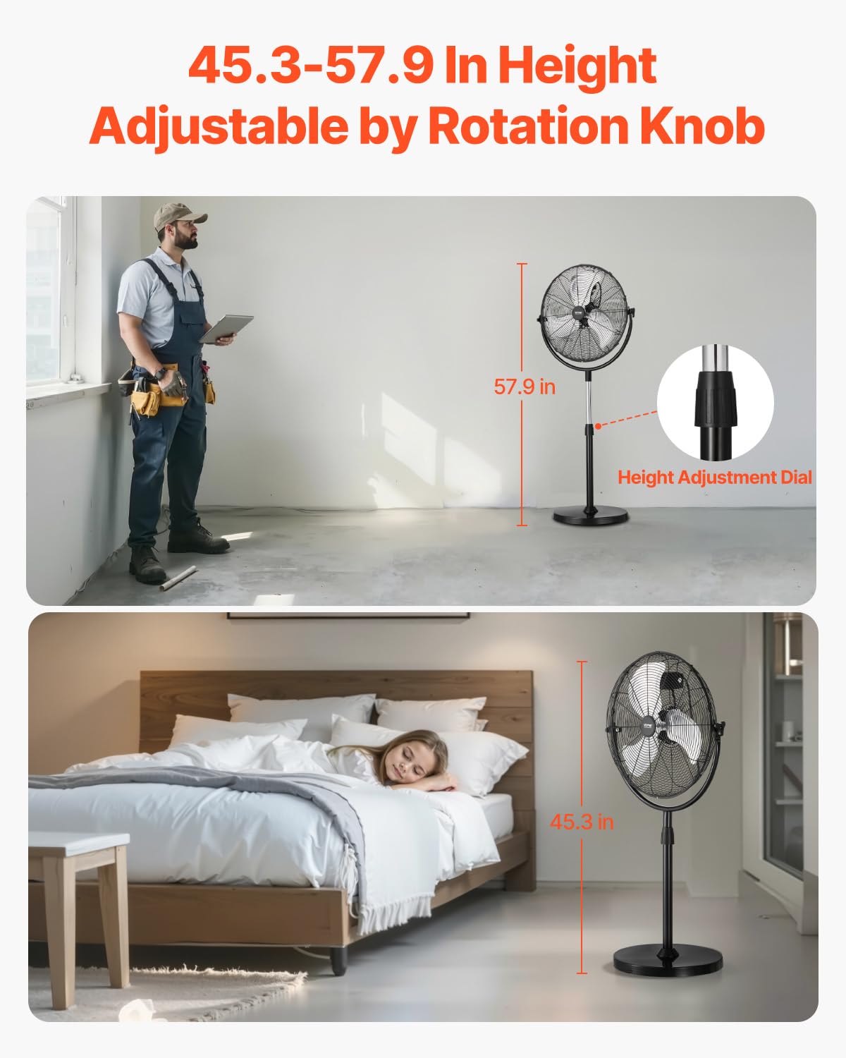 Foto 6 pulgar | Ventilador De Pedestal Vevor Industrial De 18 Pulgadas Con Altura Ajustable - Venta Internacional.
