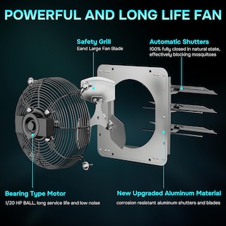 Foto 5 | Ventilador De Escape Con Persiana Montado En La Pared Ipower 12 Pulgadas 940 Cfm - Venta Internacional.