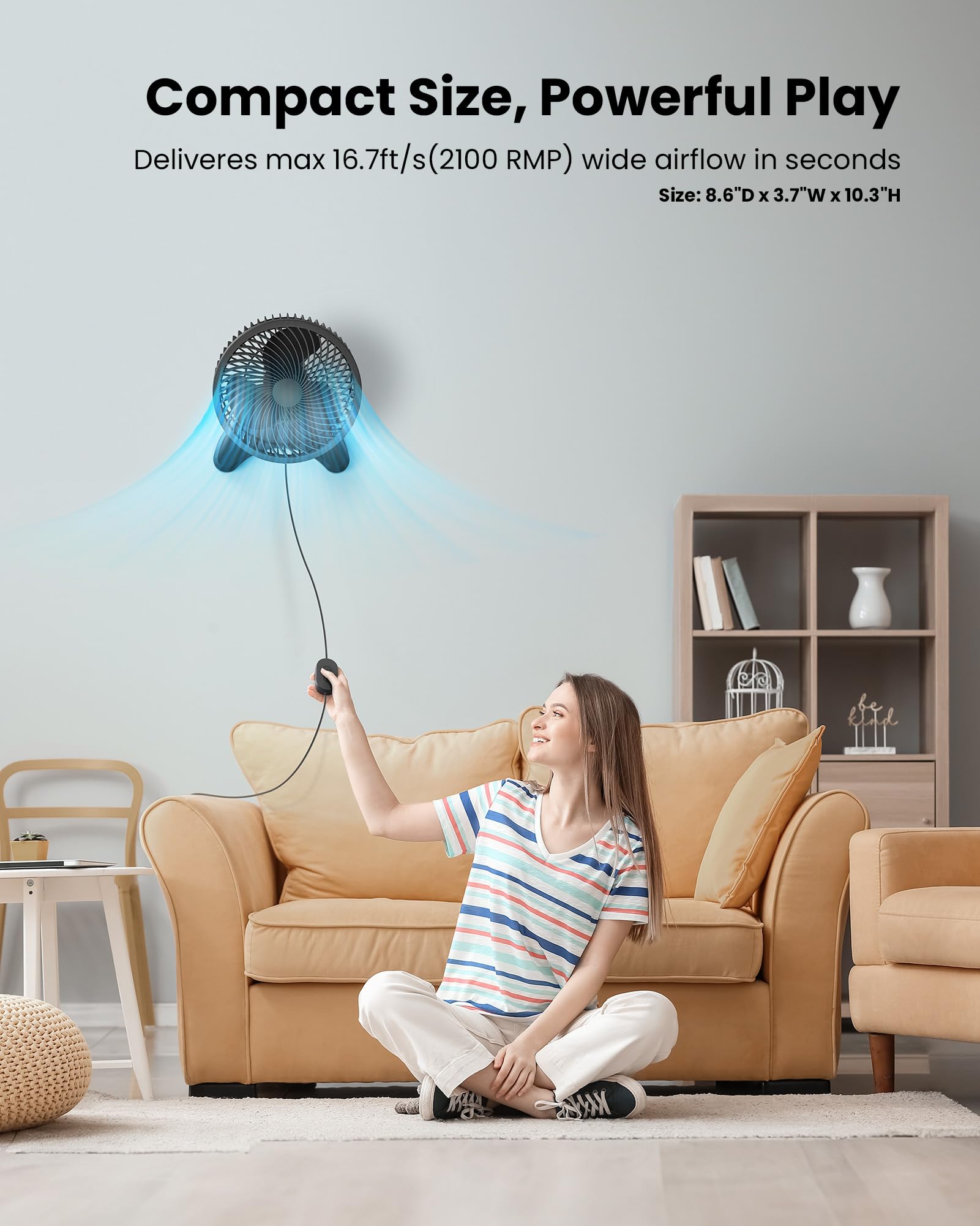 Foto 3 pulgar | Ventilador De Pared Koonie De 20 Cm Con Temporizador Y Mando A Distancia - Venta Internacional.