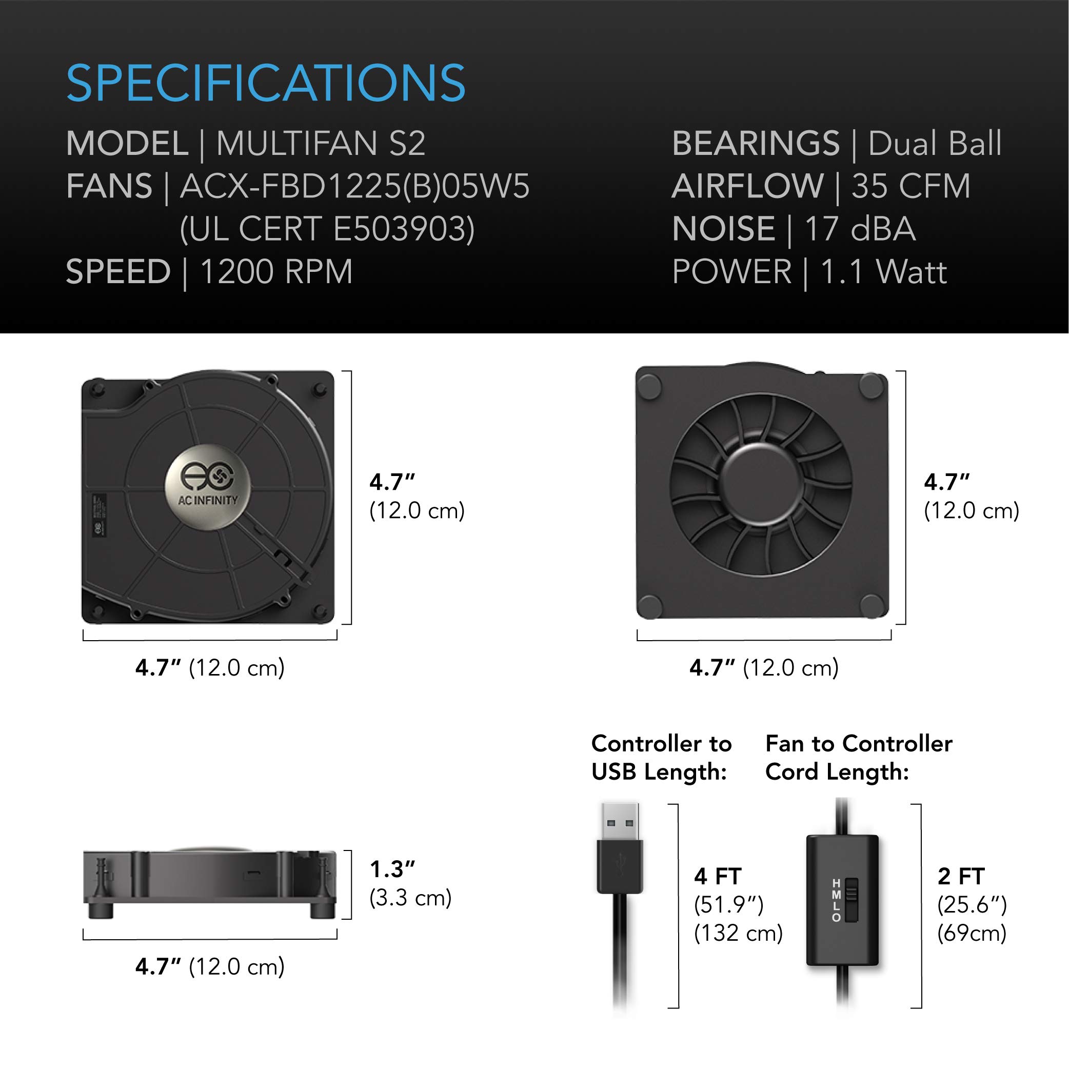 Foto 7 pulgar | Ventilador Ac Infinity Multifan S2 120 Mm Usb Con Control De Velocidad - Venta Internacional.